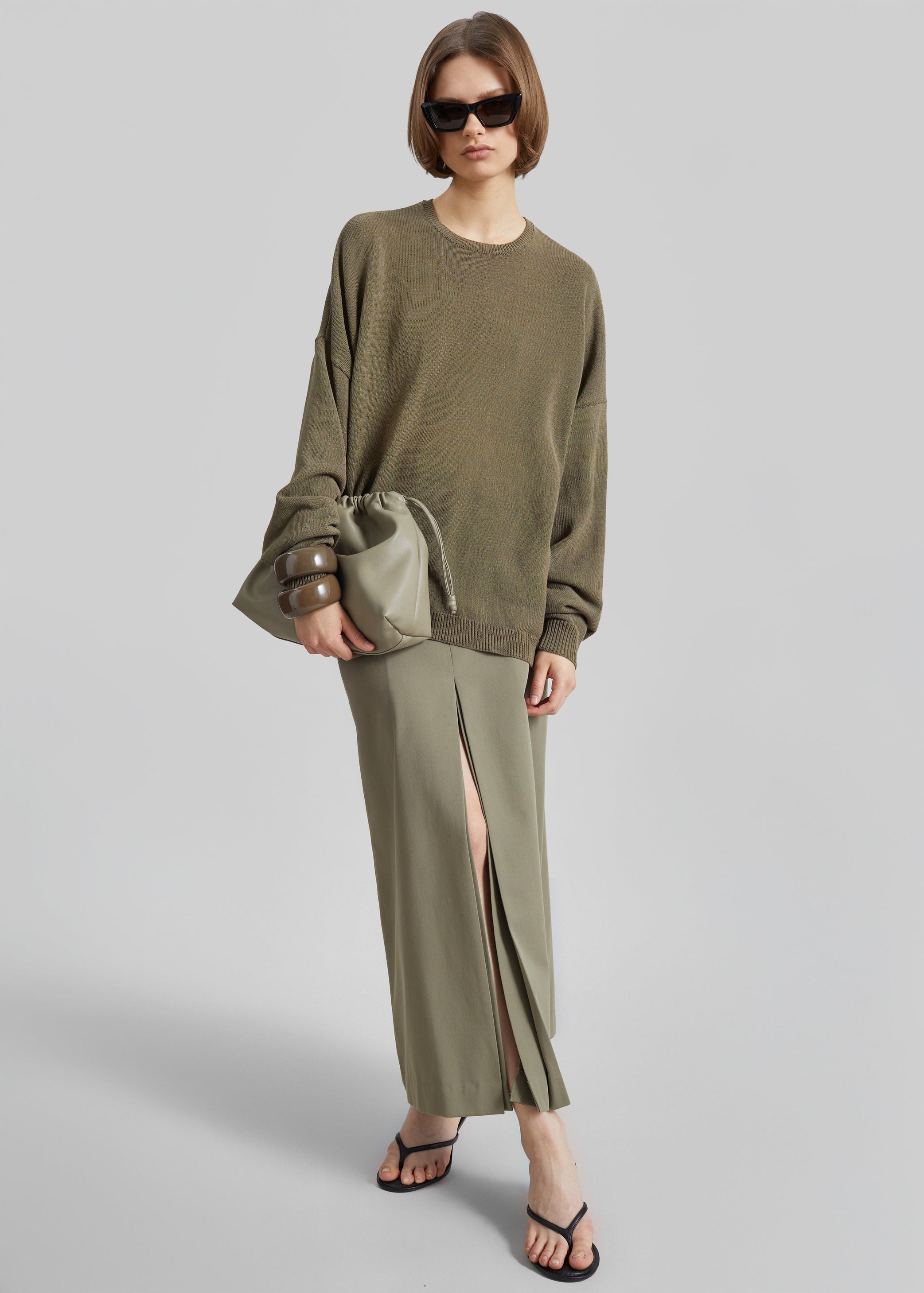 Shop the look image for Lisle Front Slit Pencil Skirt - Pale Olive