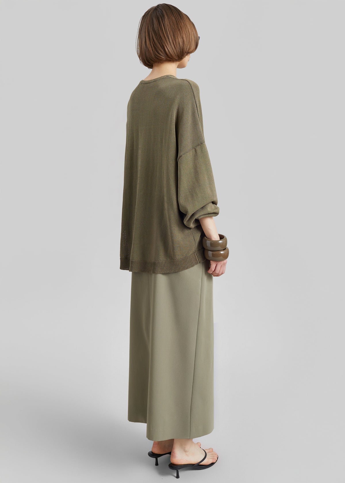 Lisle Front Slit Pencil Skirt - Pale Olive - 7