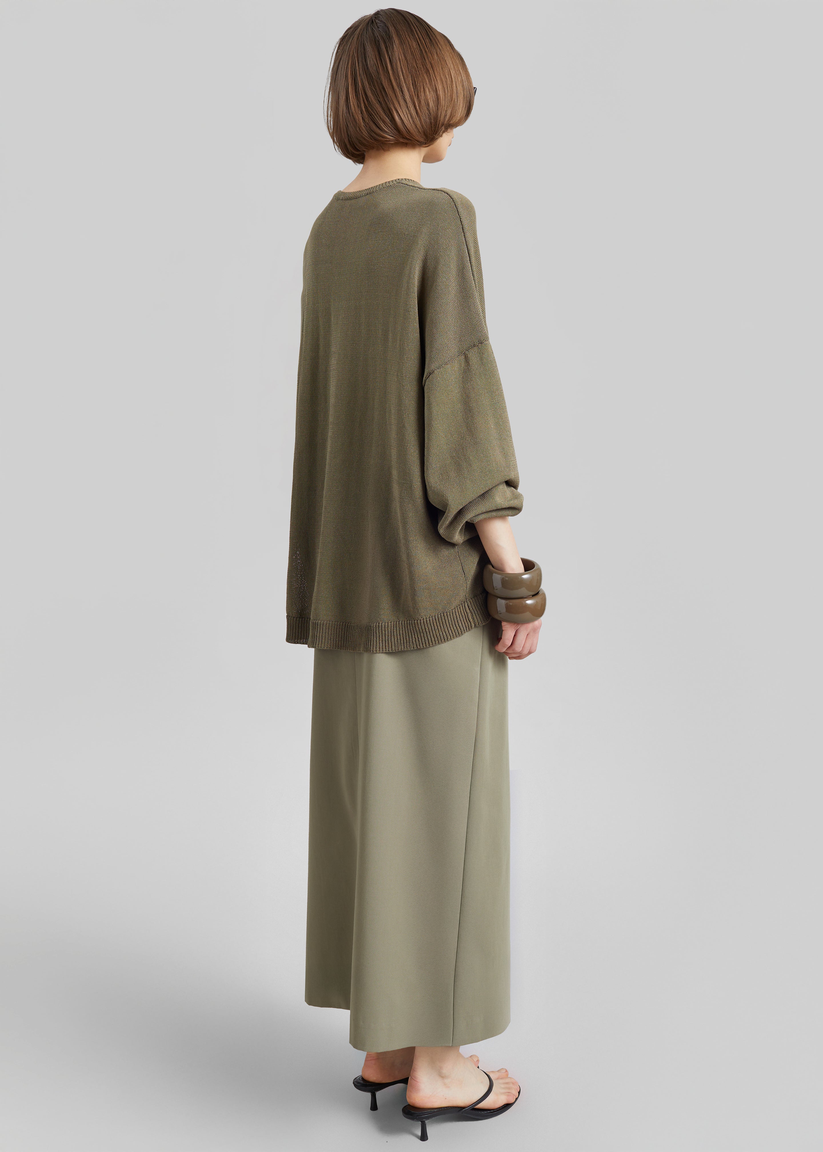 Lisle Front Slit Pencil Skirt - Pale Olive - 7