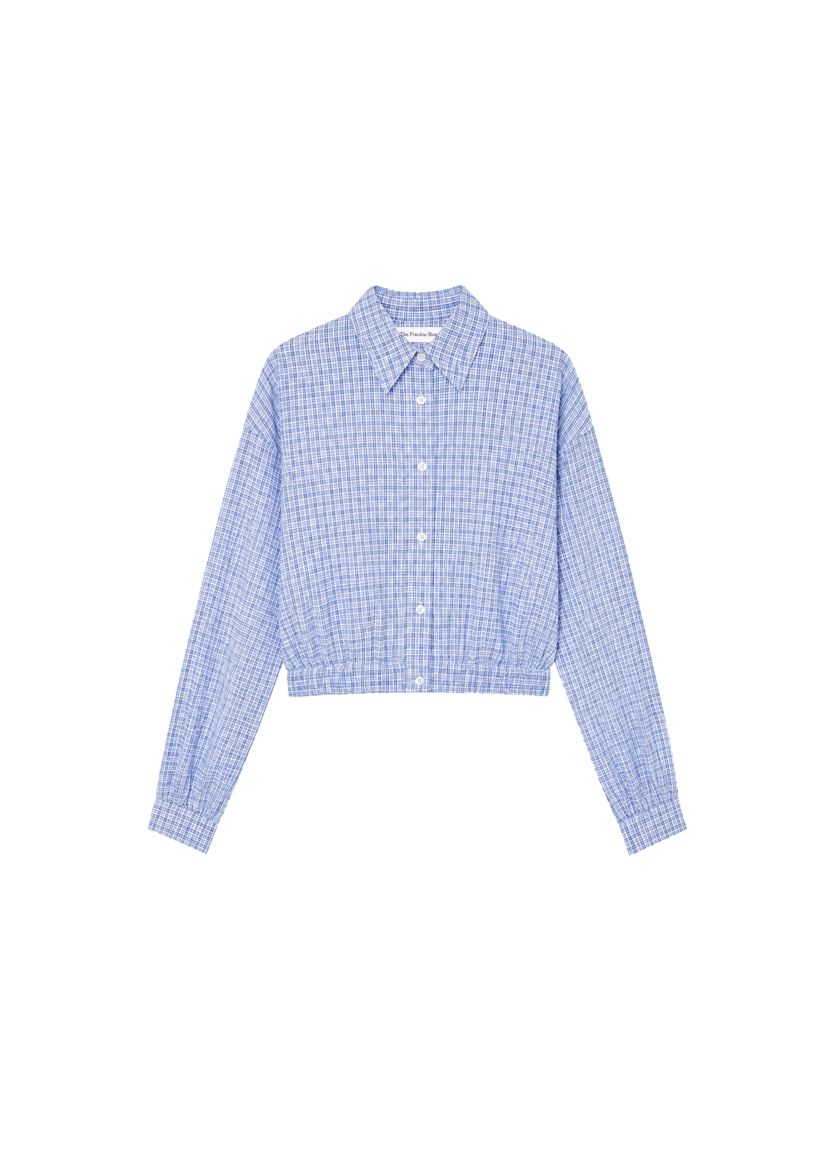 Lison Cropped Shirt - Blue Plaid - 6