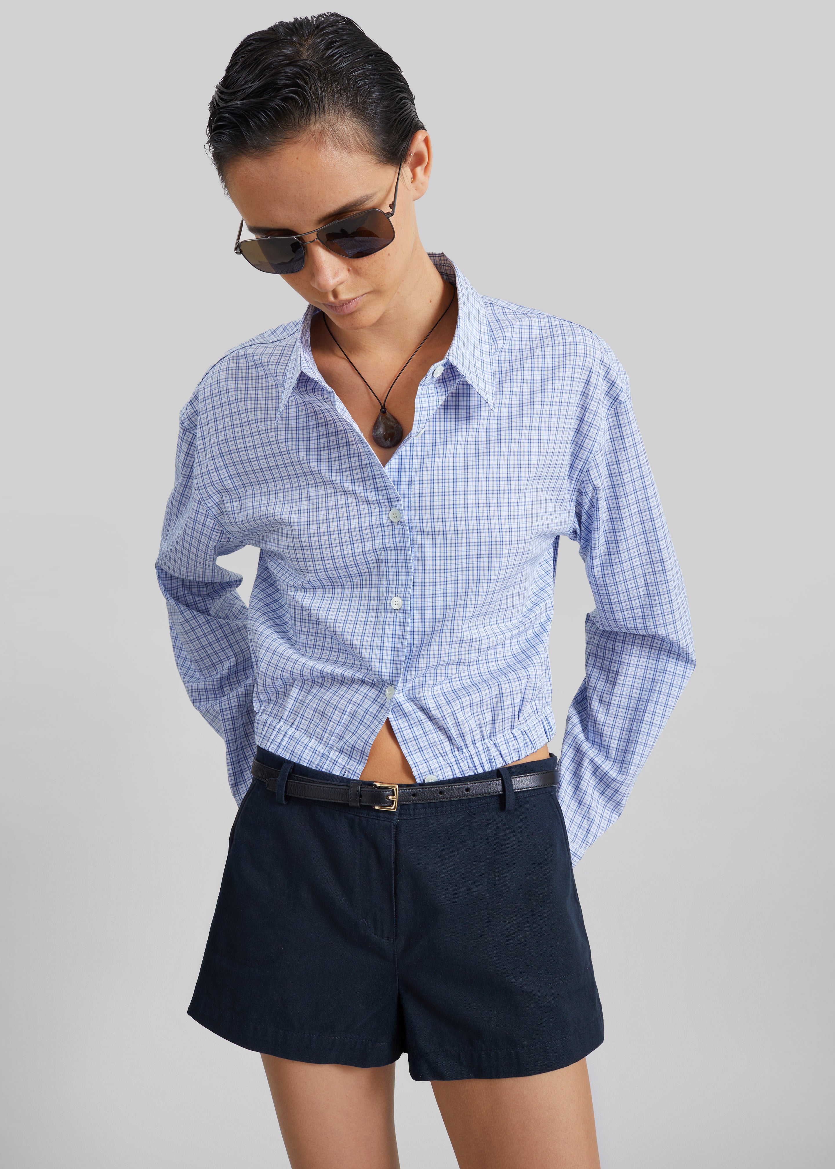 Chemise courte Lison - Carreaux bleu - 8