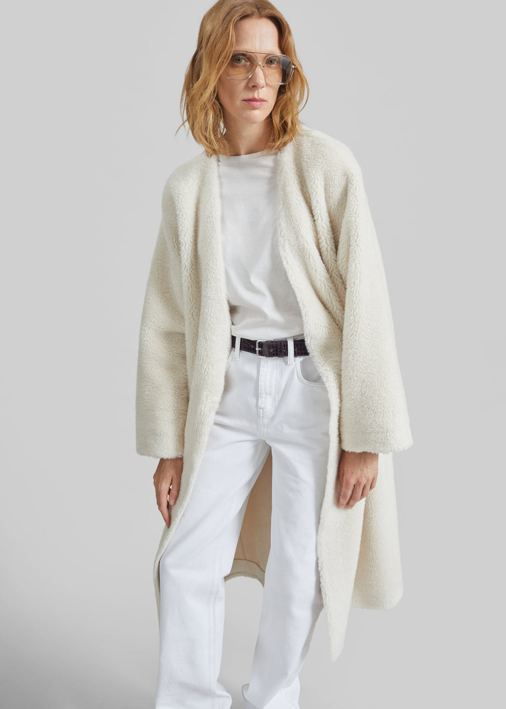 Livigno Faux Shearling Coat - Ivory - 1
