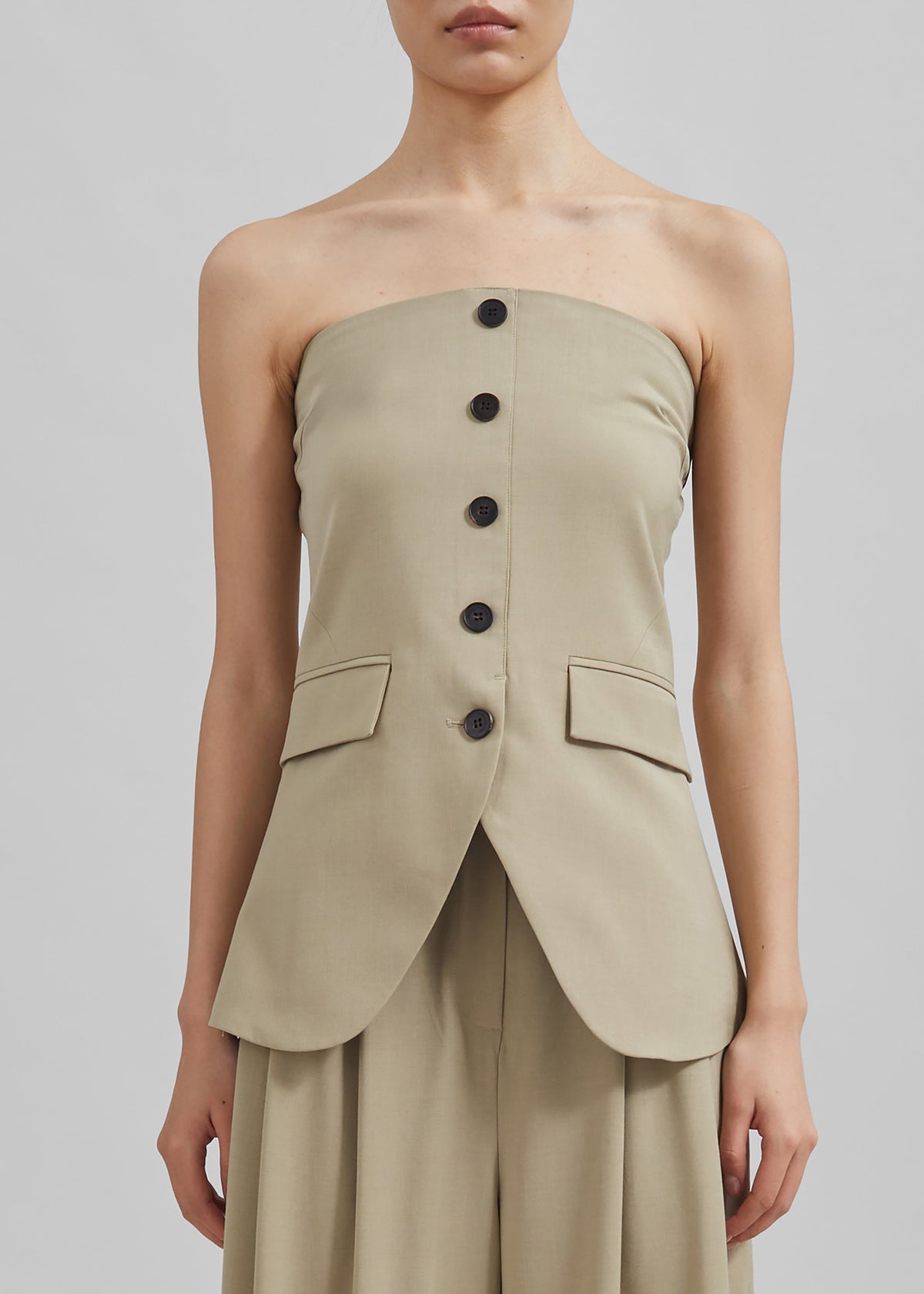 Livvy Strapless Vest - Beige - 3