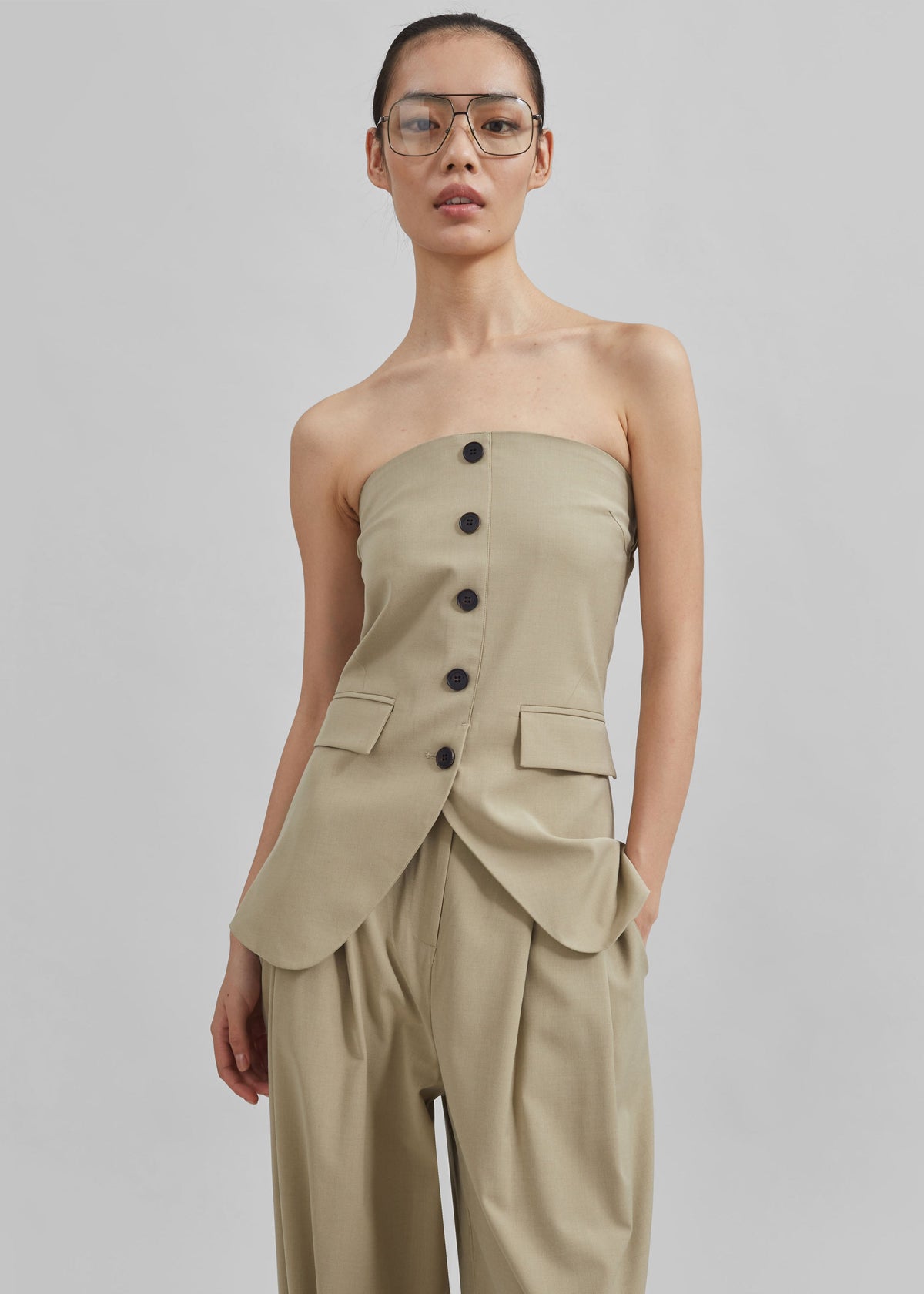 Livvy Strapless Vest - Beige - 4