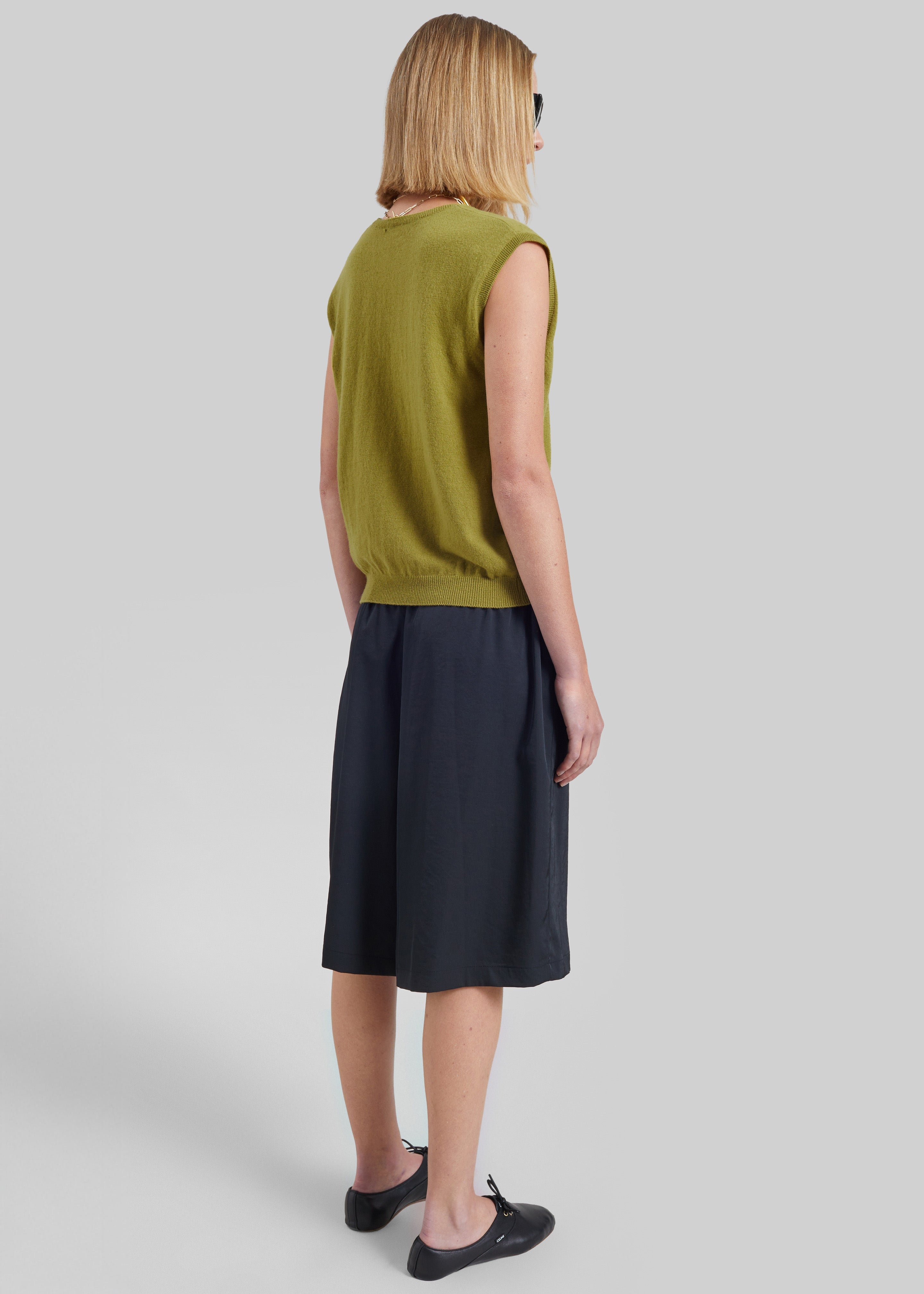 Lizan Deep V Neck Knit Vest - Chartreuse