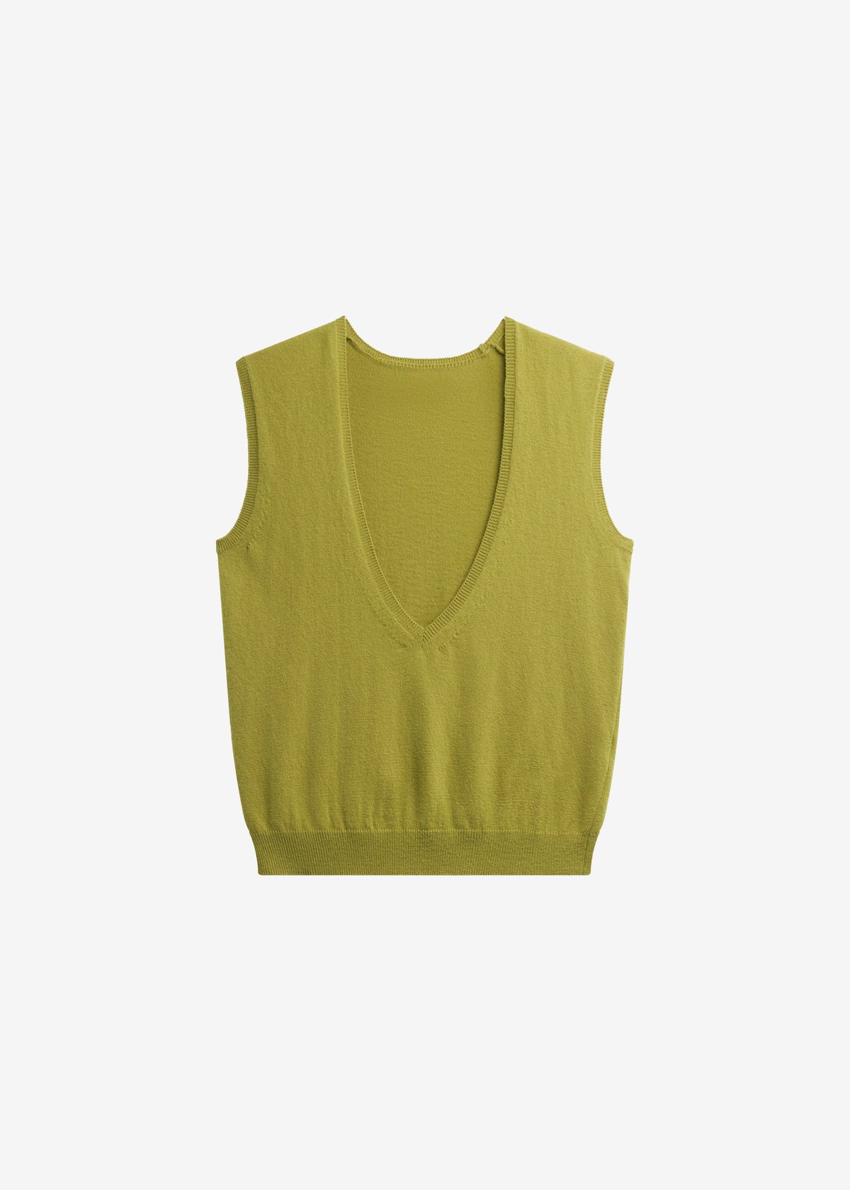 Lizan Deep V Neck Knit Vest - Chartreuse