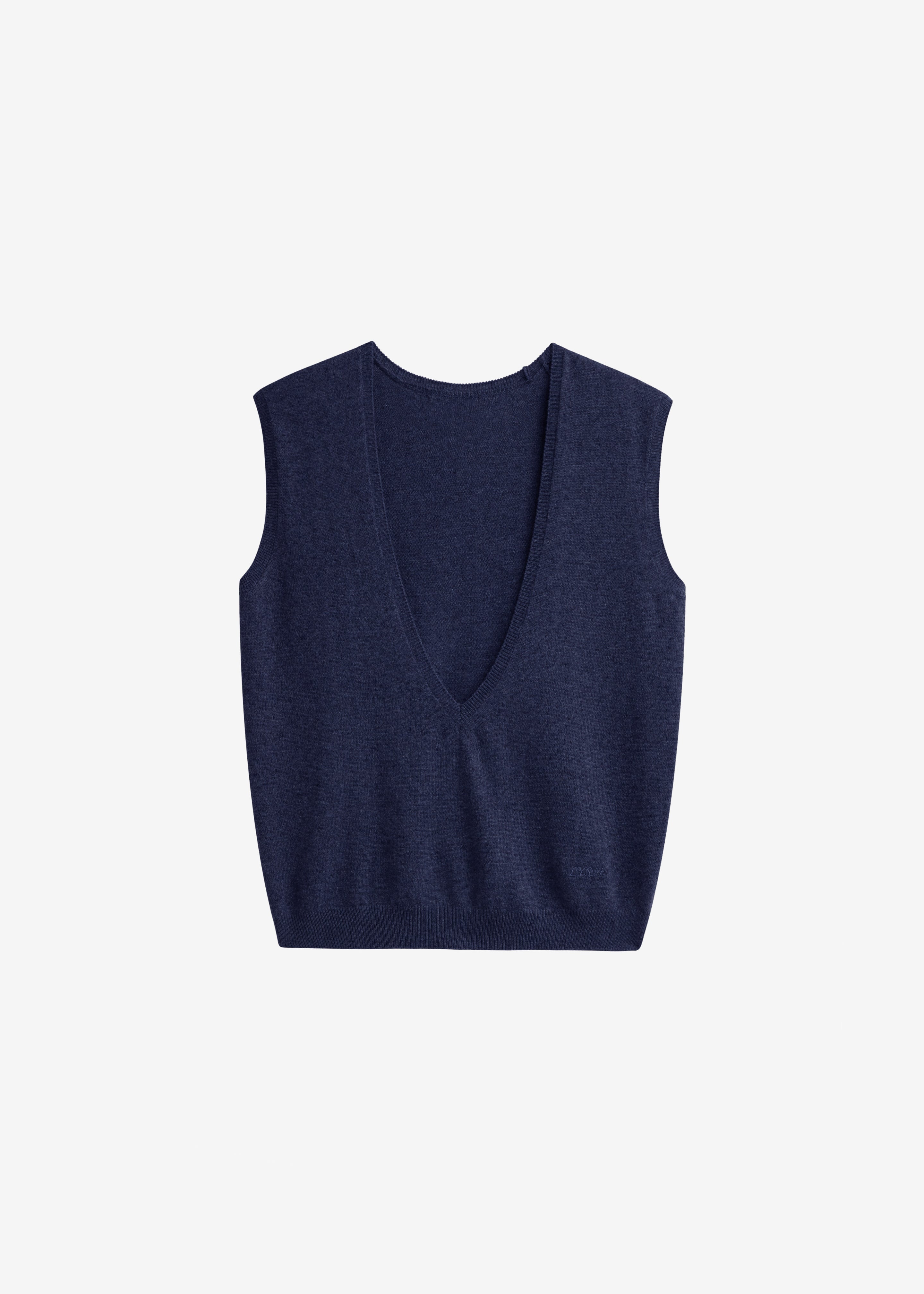 Lizan Deep V Neck Knit Vest - Dark Navy