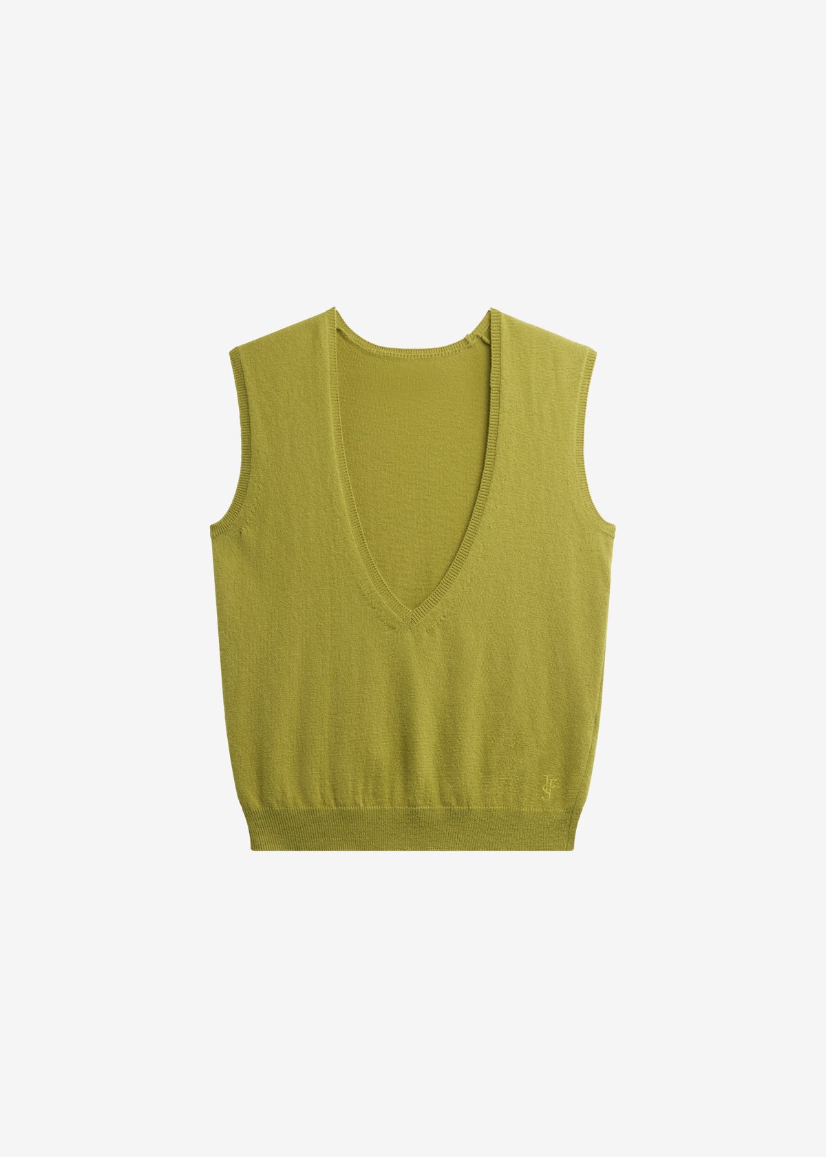 Lizan Deep V Neck Knit Vest - Chartreuse
