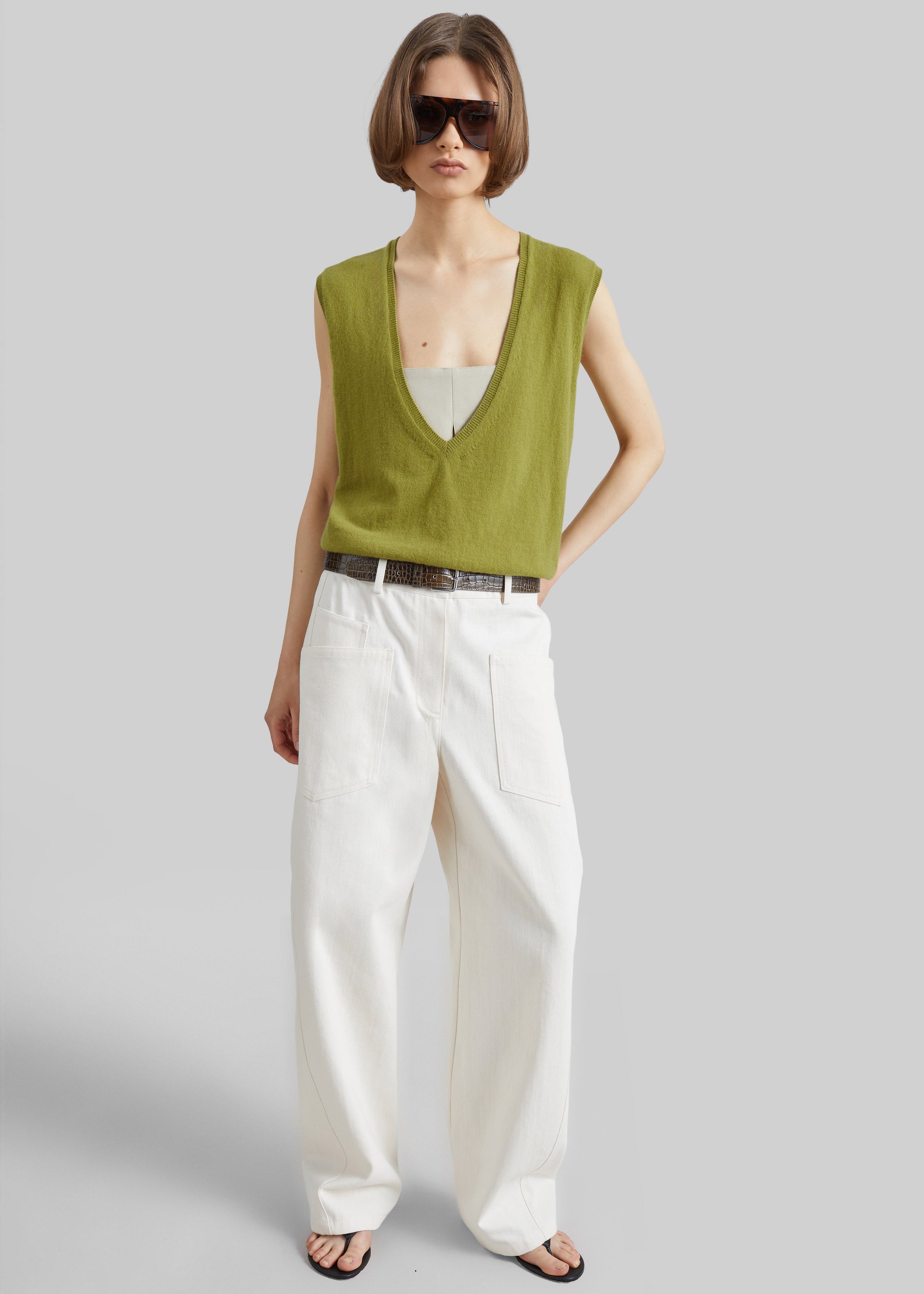 Shop the look image for Lizan Deep V Neck Knit Vest - Chartreuse