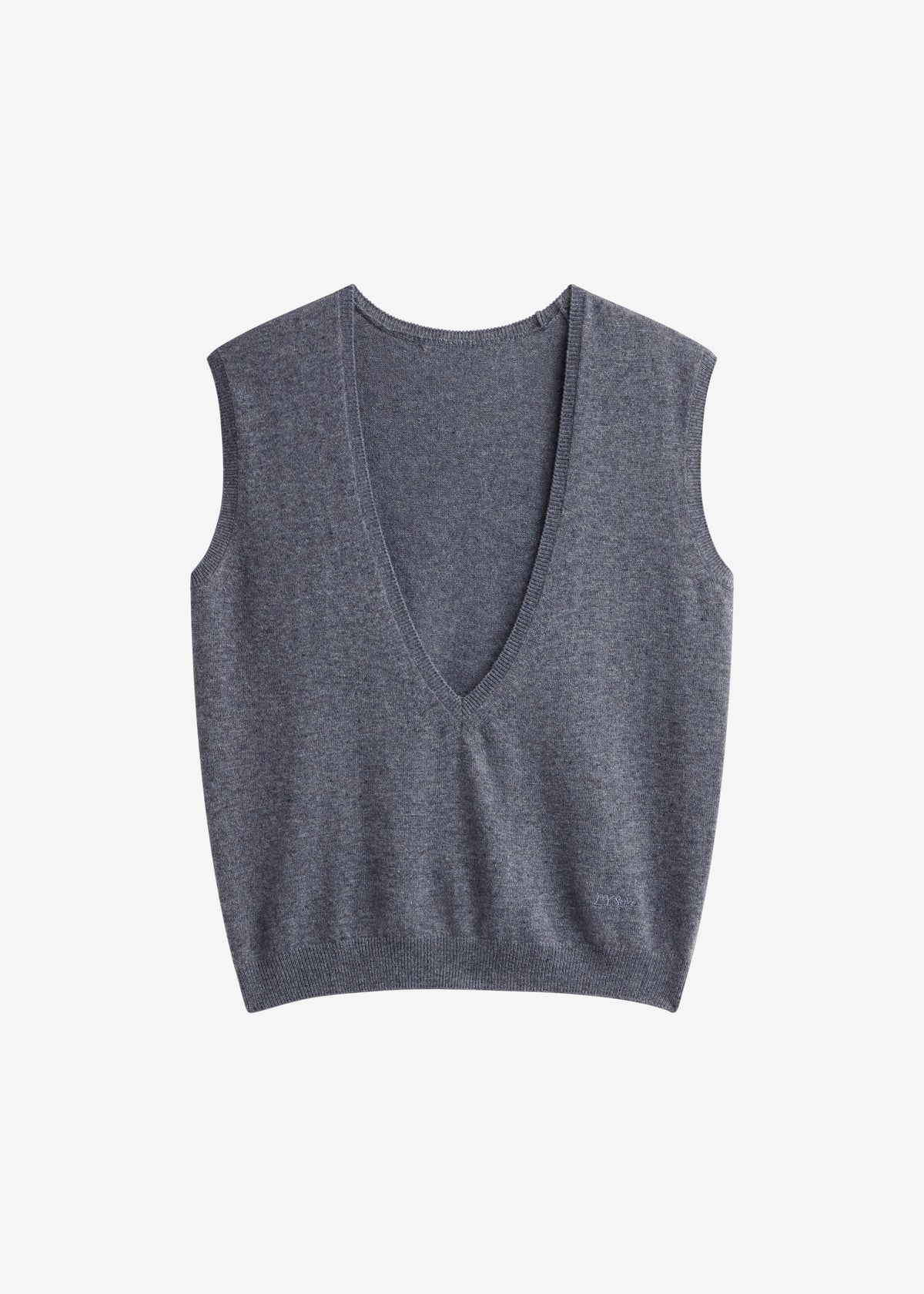 Lizan Deep V Neck Knit Vest - Dark Grey - 7