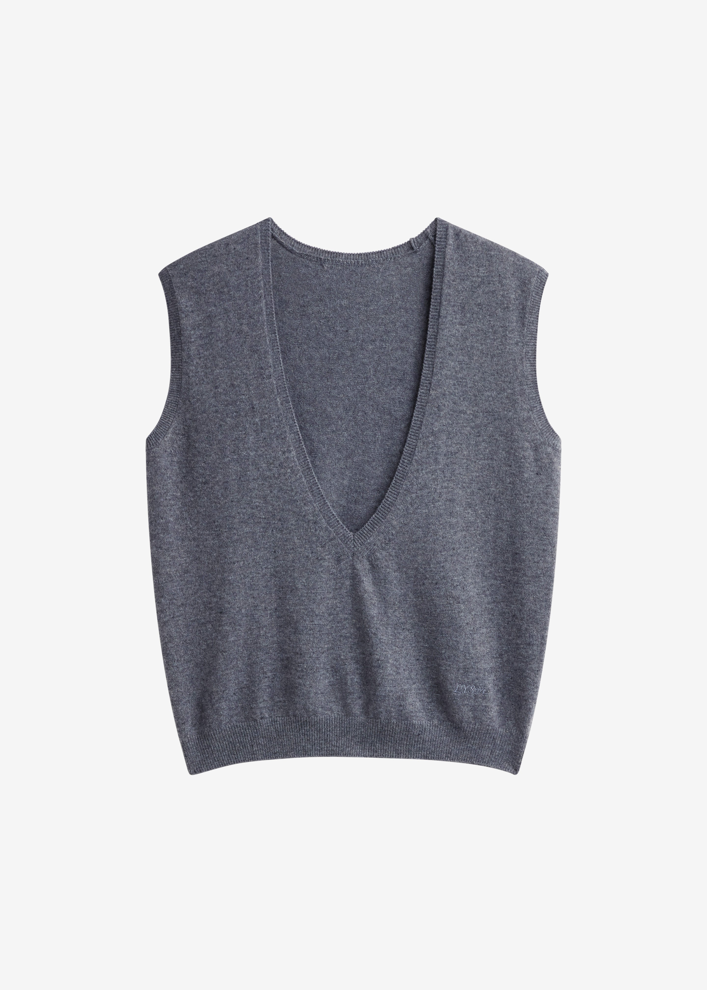 Lizan Deep V Neck Knit Vest - Dark Grey - 7