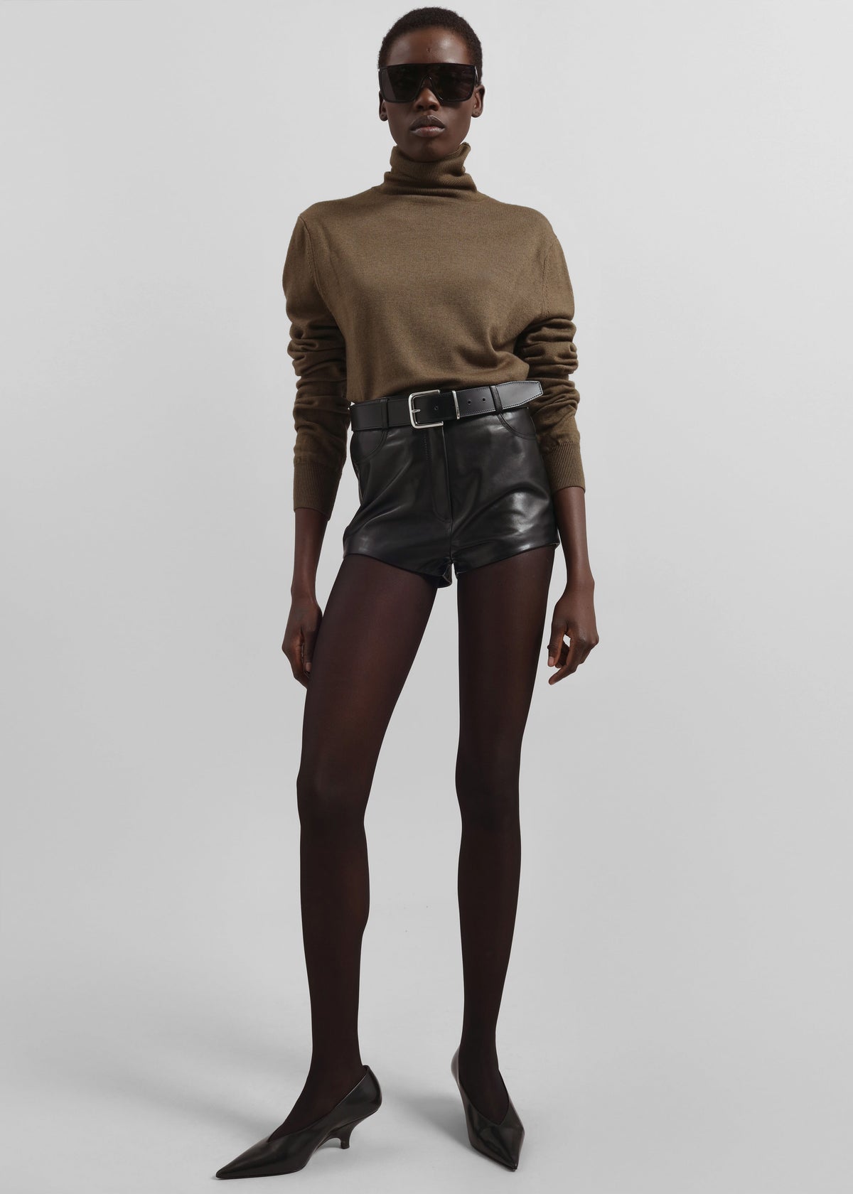 Loen Leather Hot Pants - Black - 3