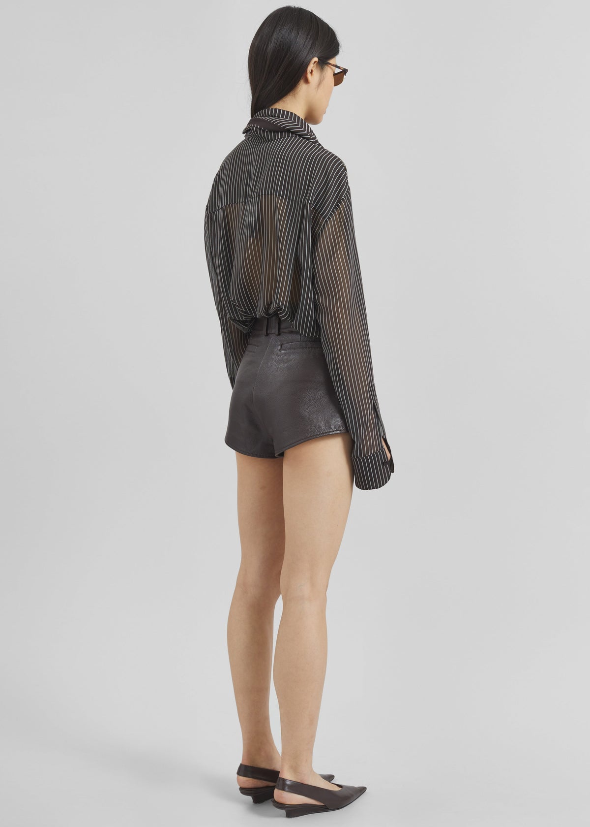 Loen Leather Hot Pants - Vintage Brown - 10