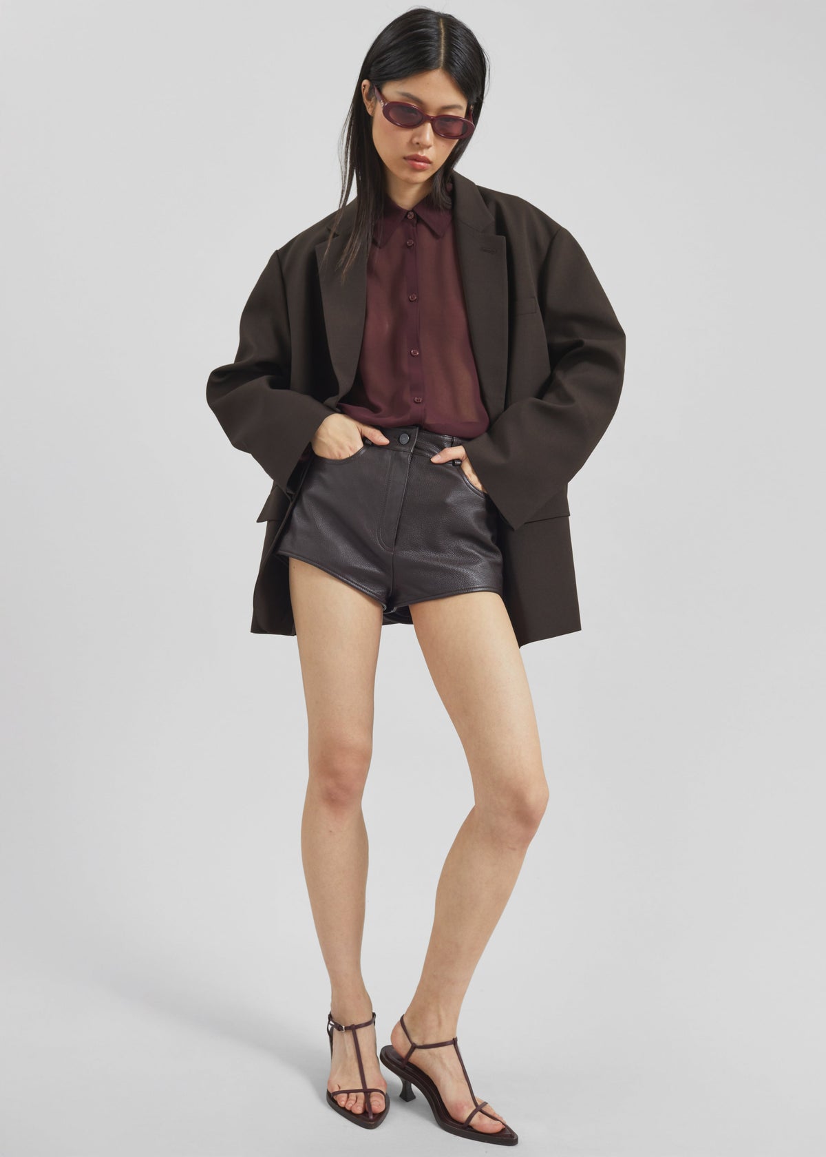Loen Leather Hot Pants - Vintage Brown - 5