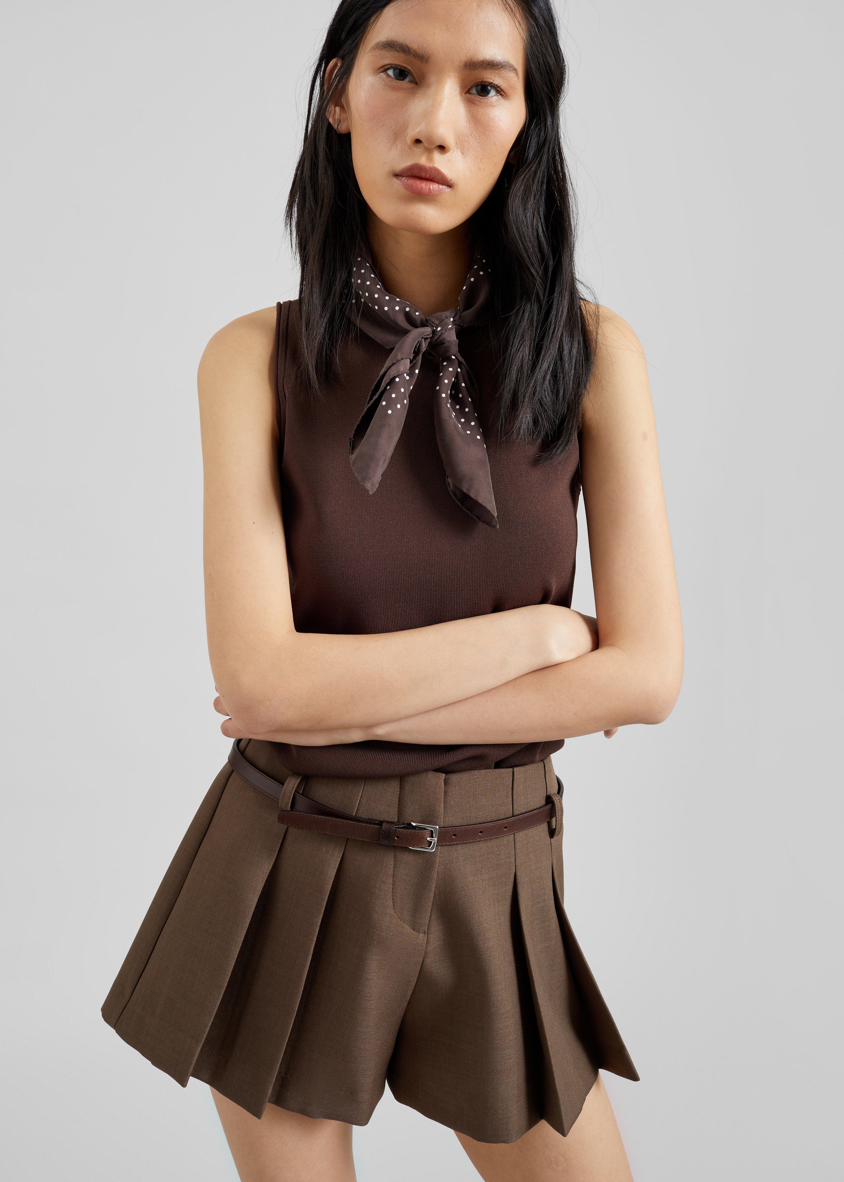 Lojsta Pleated Mini Shorts - Brown – The Frankie Shop Europe