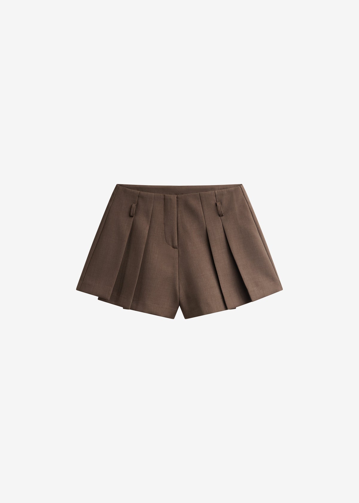 Lojsta Pleated Mini Shorts - Brown - 10