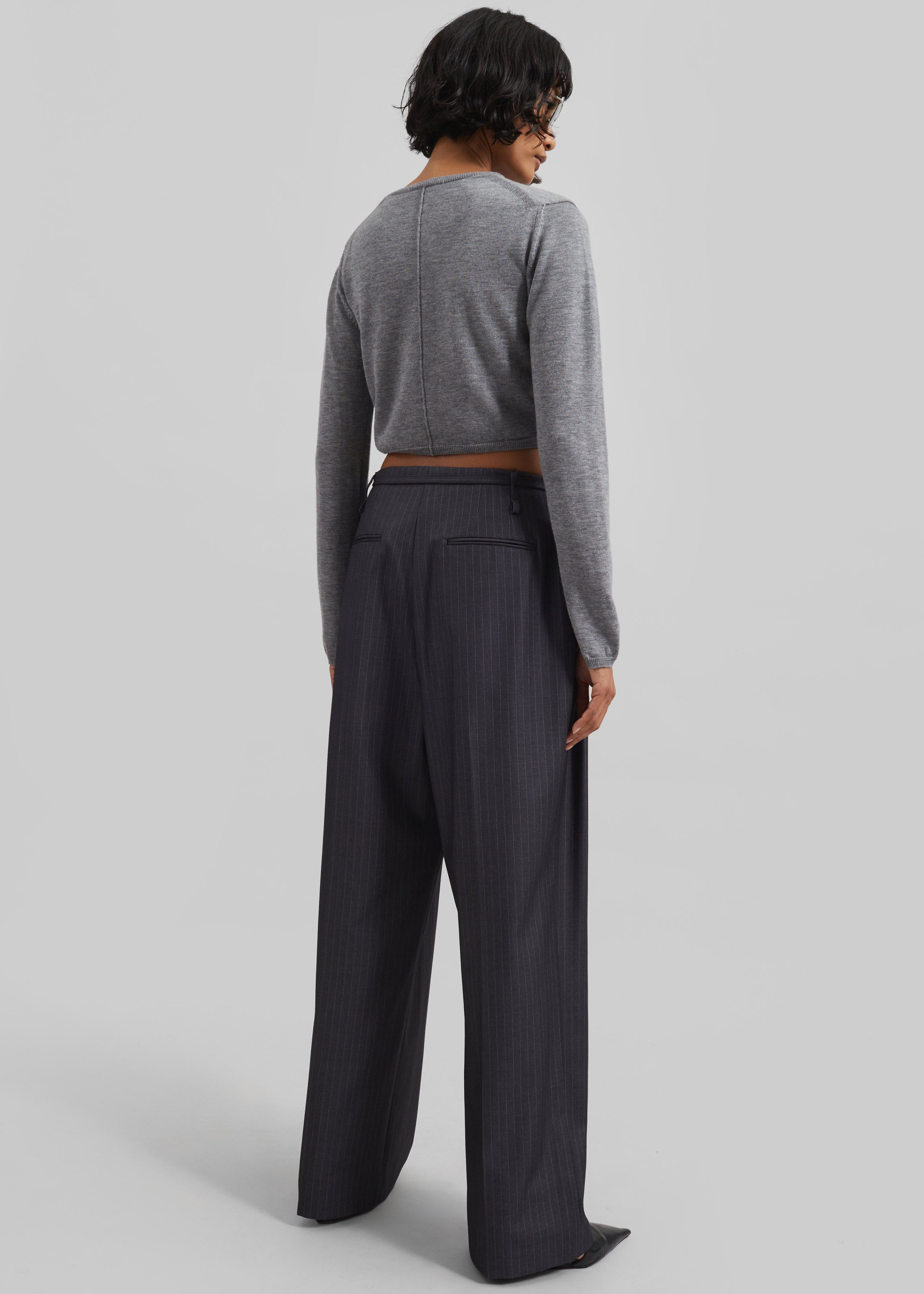 Loma Pintuck Trousers - Charcoal/White Pinstripe - 7