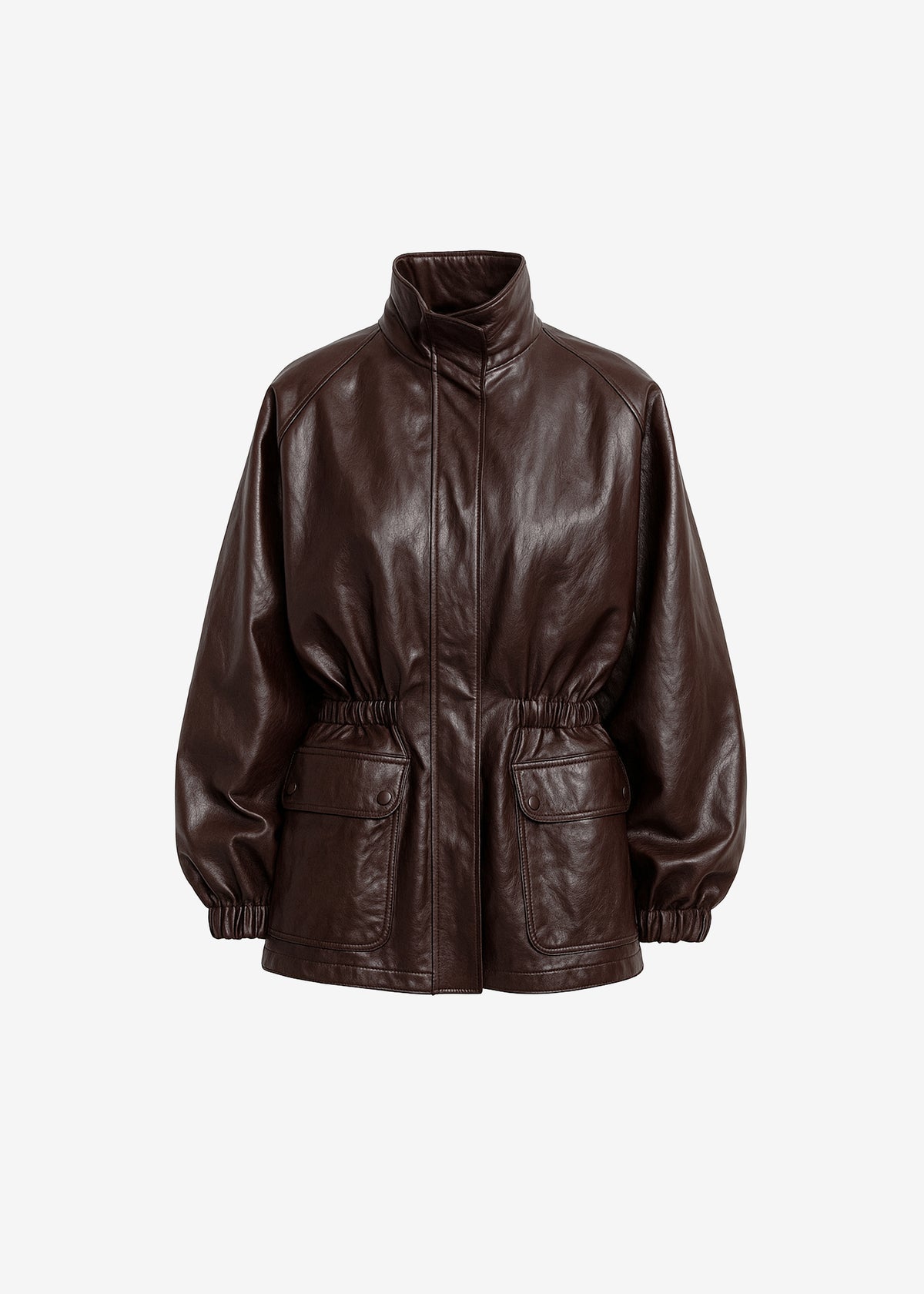 Lommel Faux Leather Jacket - Brown - 9