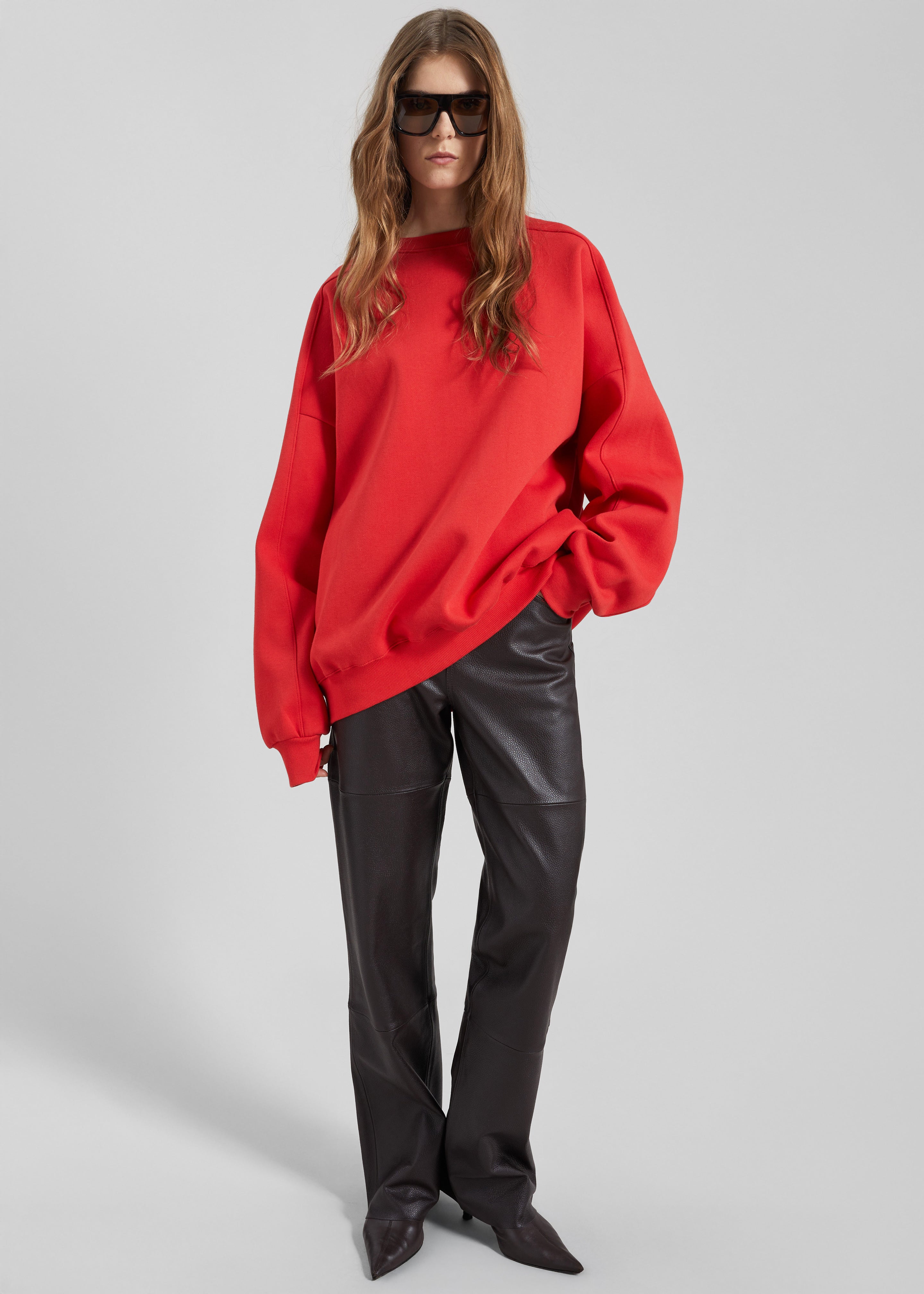 Lonay Balloon Sleeve Sweatshirt - Red - 3