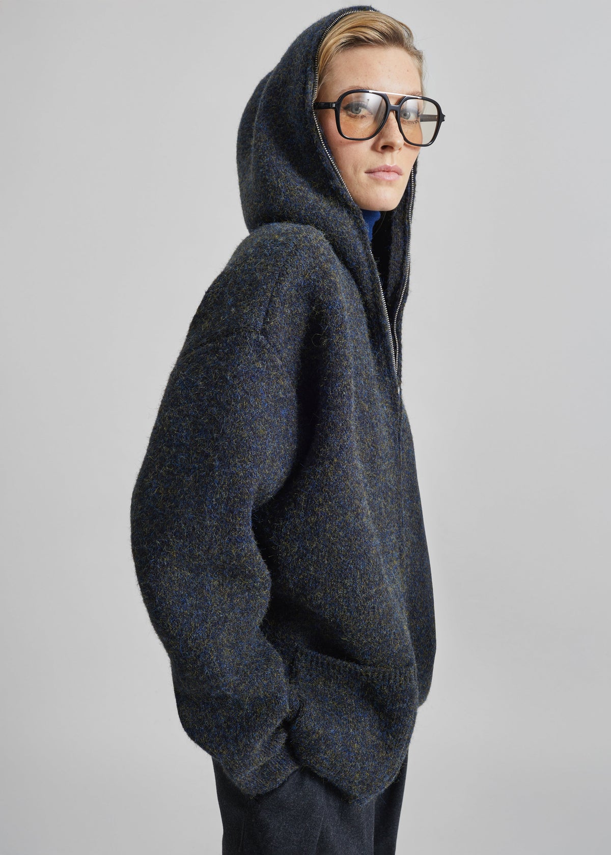 Shop the look image for Lonrai Knit Hooded Cardigan - Charcoal Melange