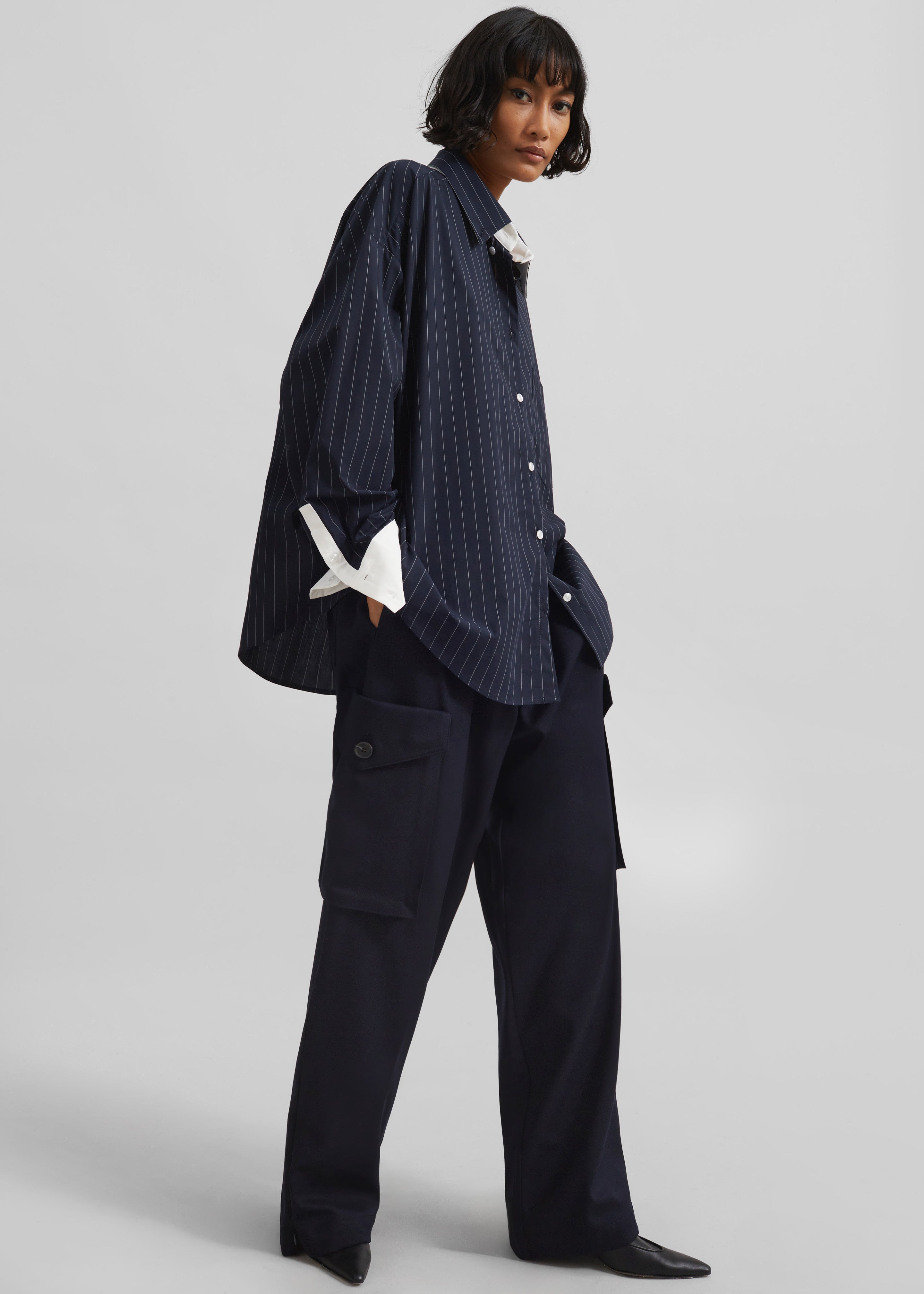 Lorna Shirt - Navy/White Pinstripe - 4