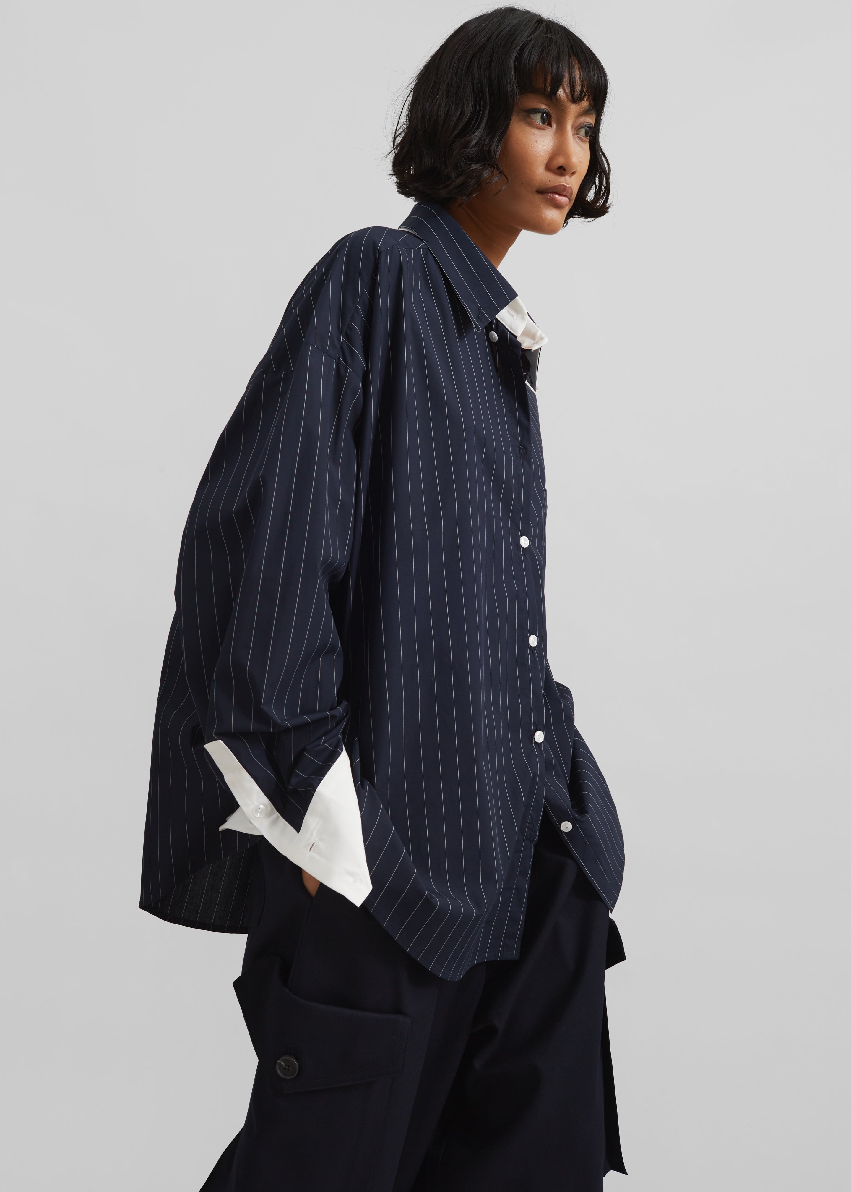 Lorna Shirt - Navy/White Pinstripe - 6