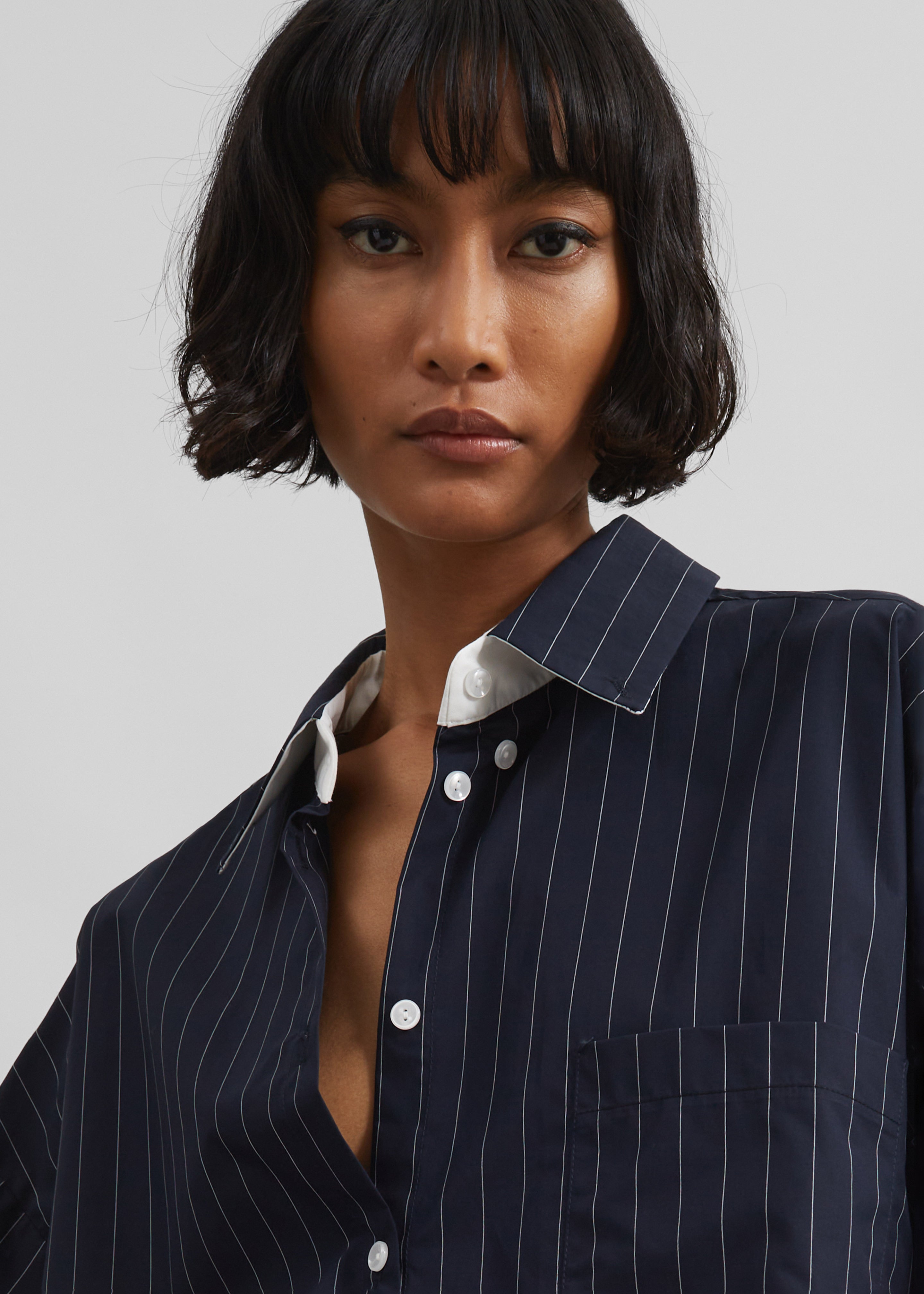 Lorna Shirt - Navy/White Pinstripe - 5