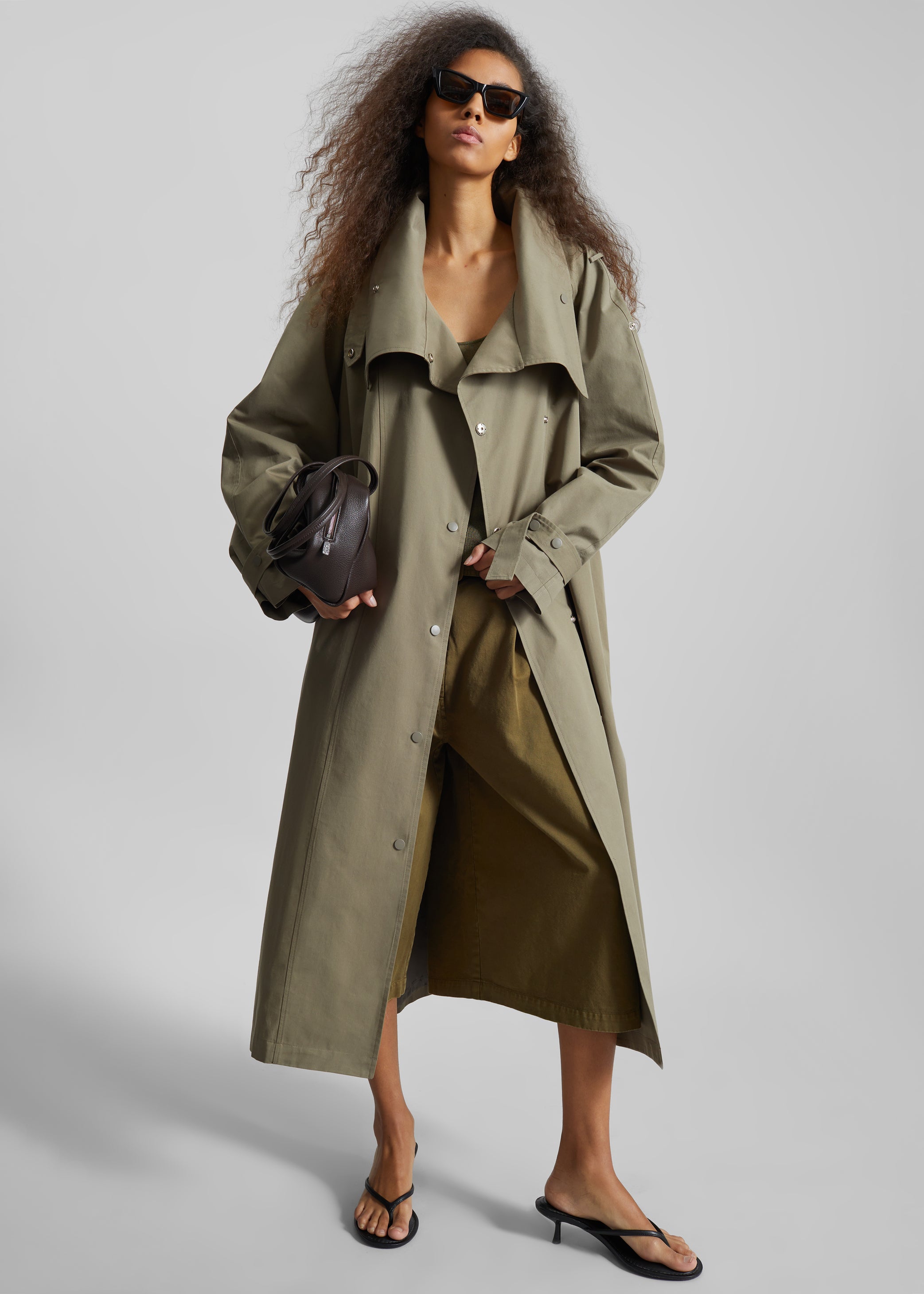 Shop the look image for Lottie Wing Collar Trench Coat - Olive