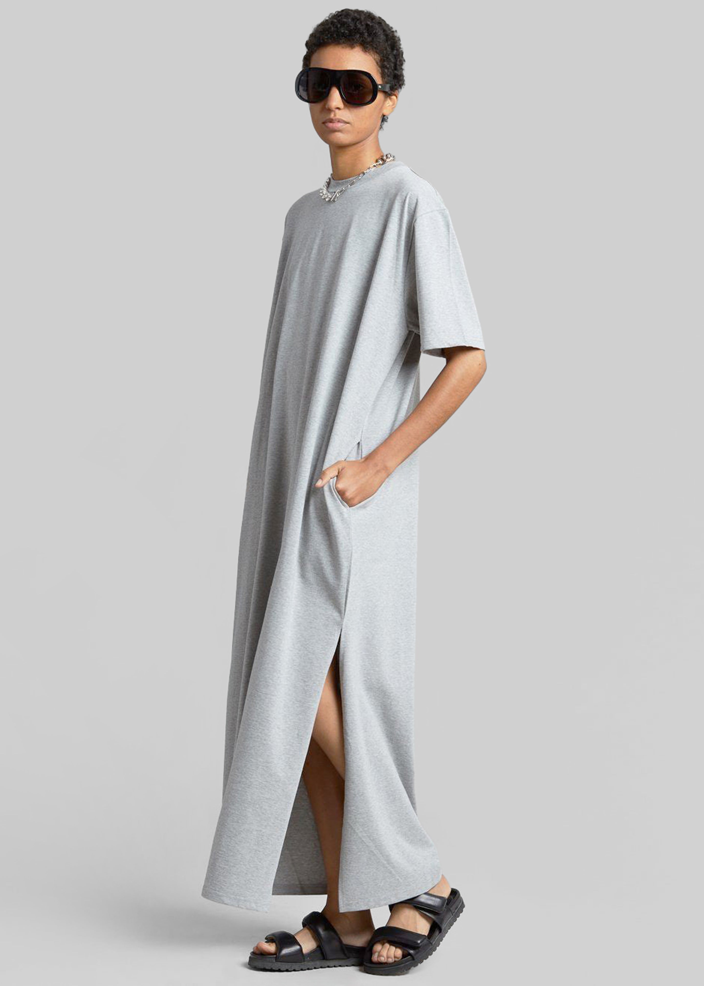 Lou Oversized Tee Dress - Heather Grey - 3