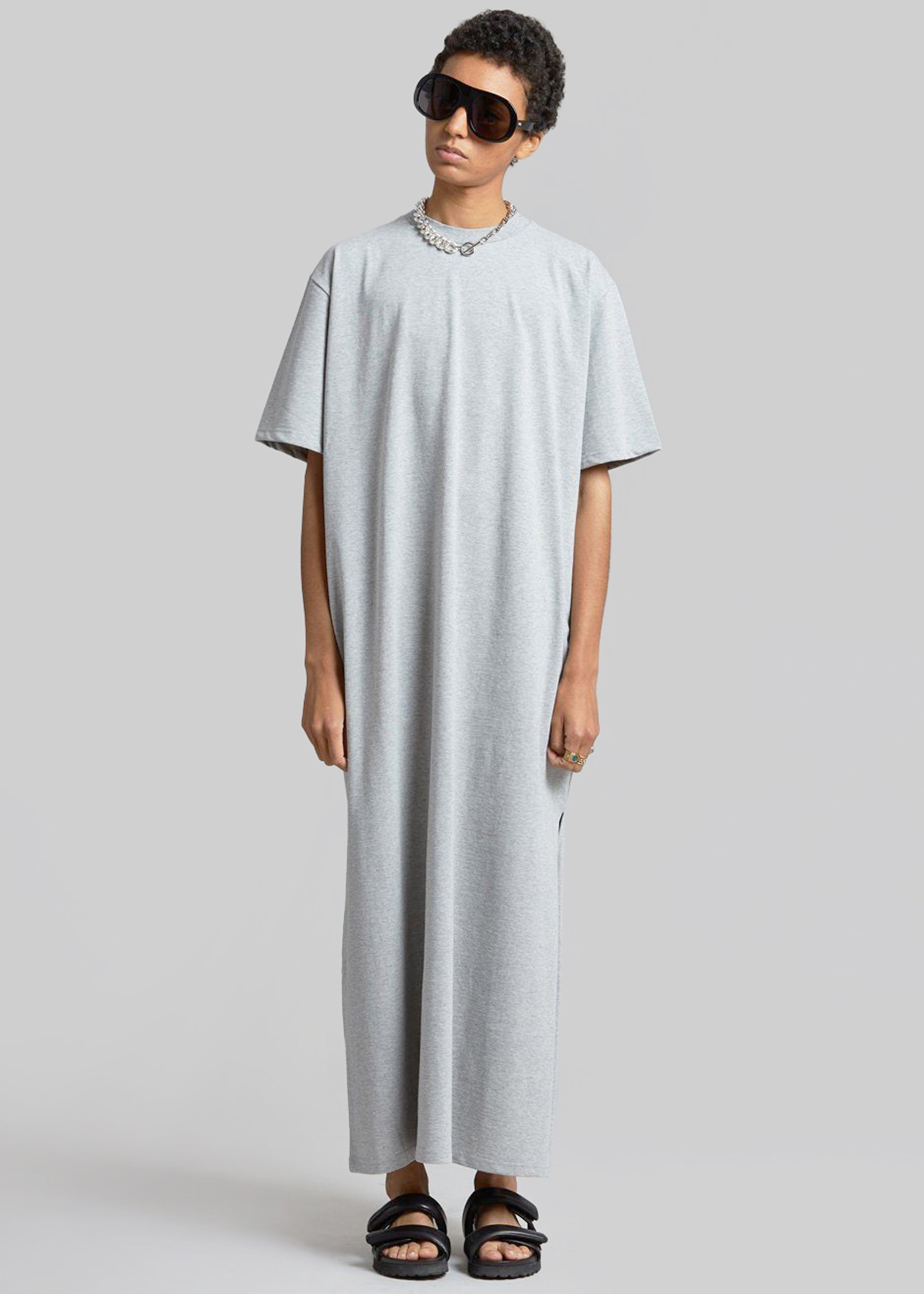 Lou Oversized Tee Dress - Heather Grey - 6