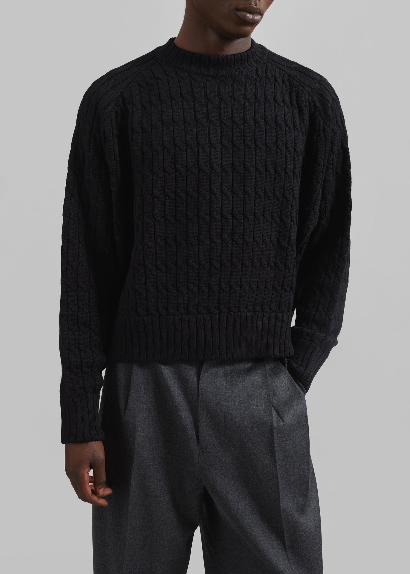 Louis Gabriel Nouchi Cable Knit Wool Jumper - Black - 1