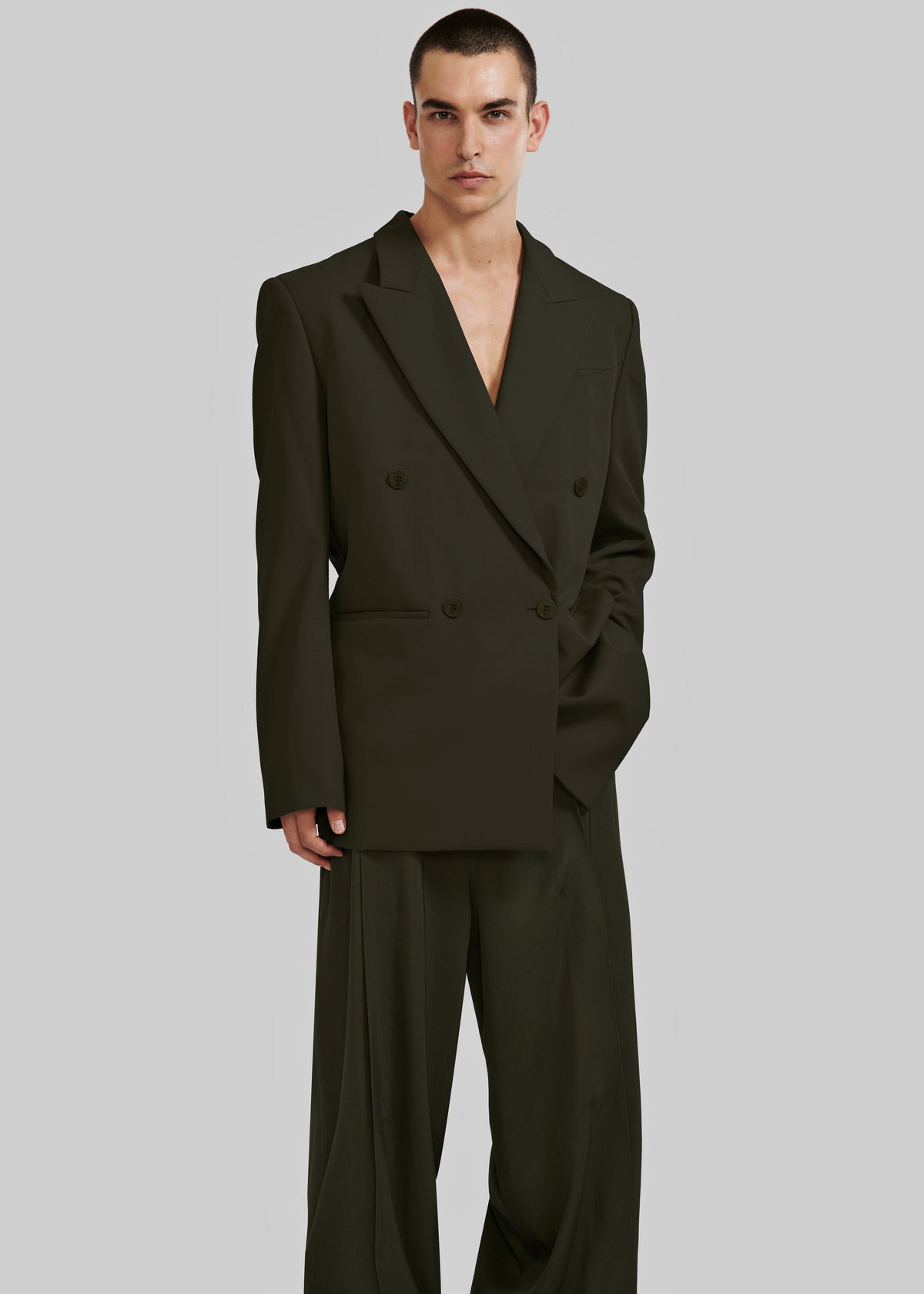 Louis Gabriel Nouchi Double Breasted Jacket With 4 Buttons - Army - 2