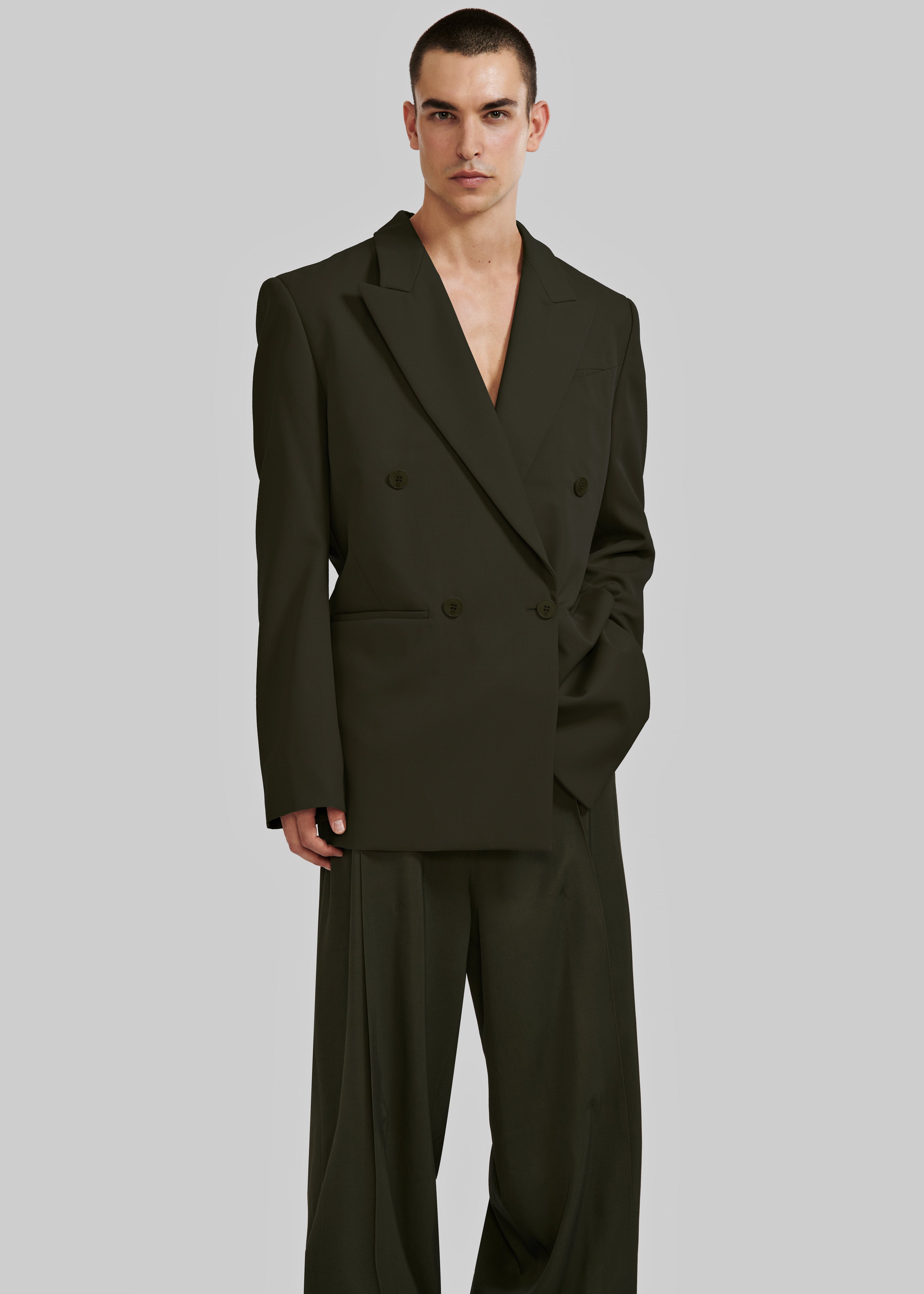 Louis Gabriel Nouchi Double Breasted Jacket With 4 Buttons - Army - 2