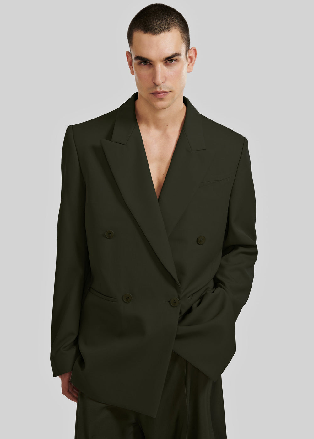 Louis Gabriel Nouchi Double Breasted Jacket With 4 Buttons - Army
