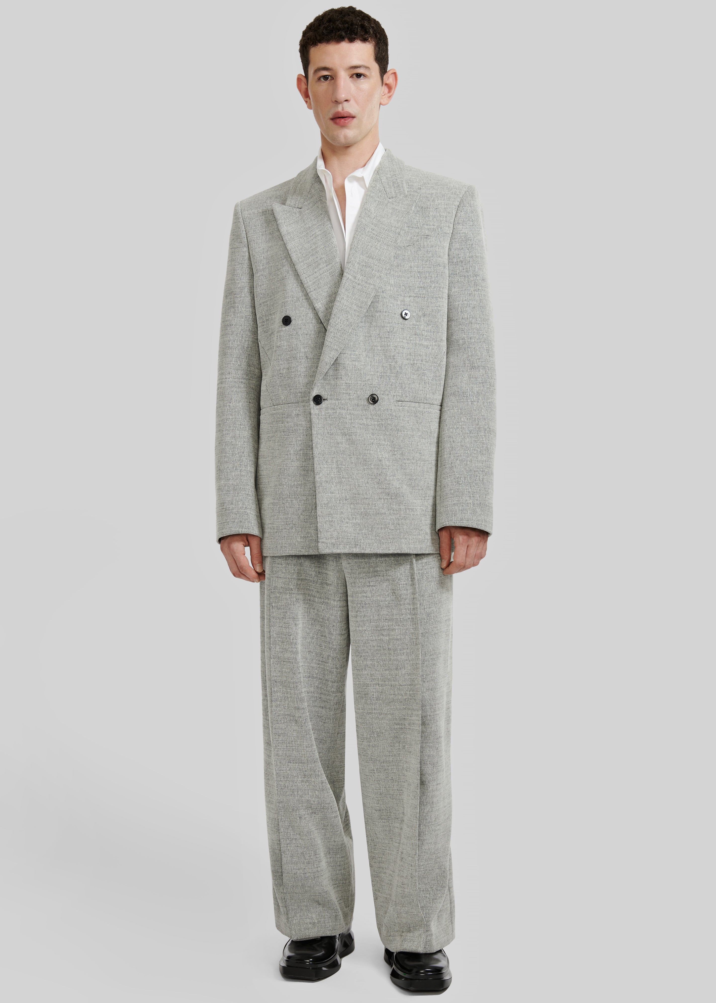 Louis Gabriel Nouchi Double Breasted Jacket With 4 Buttons - Grey Melange - 3