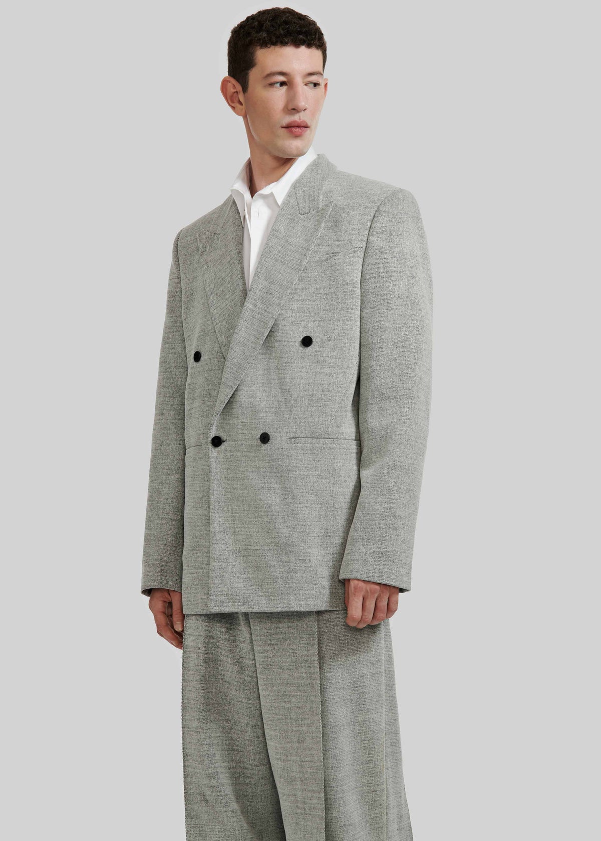 Louis Gabriel Nouchi Double Breasted Jacket With 4 Buttons - Grey Melange - 1