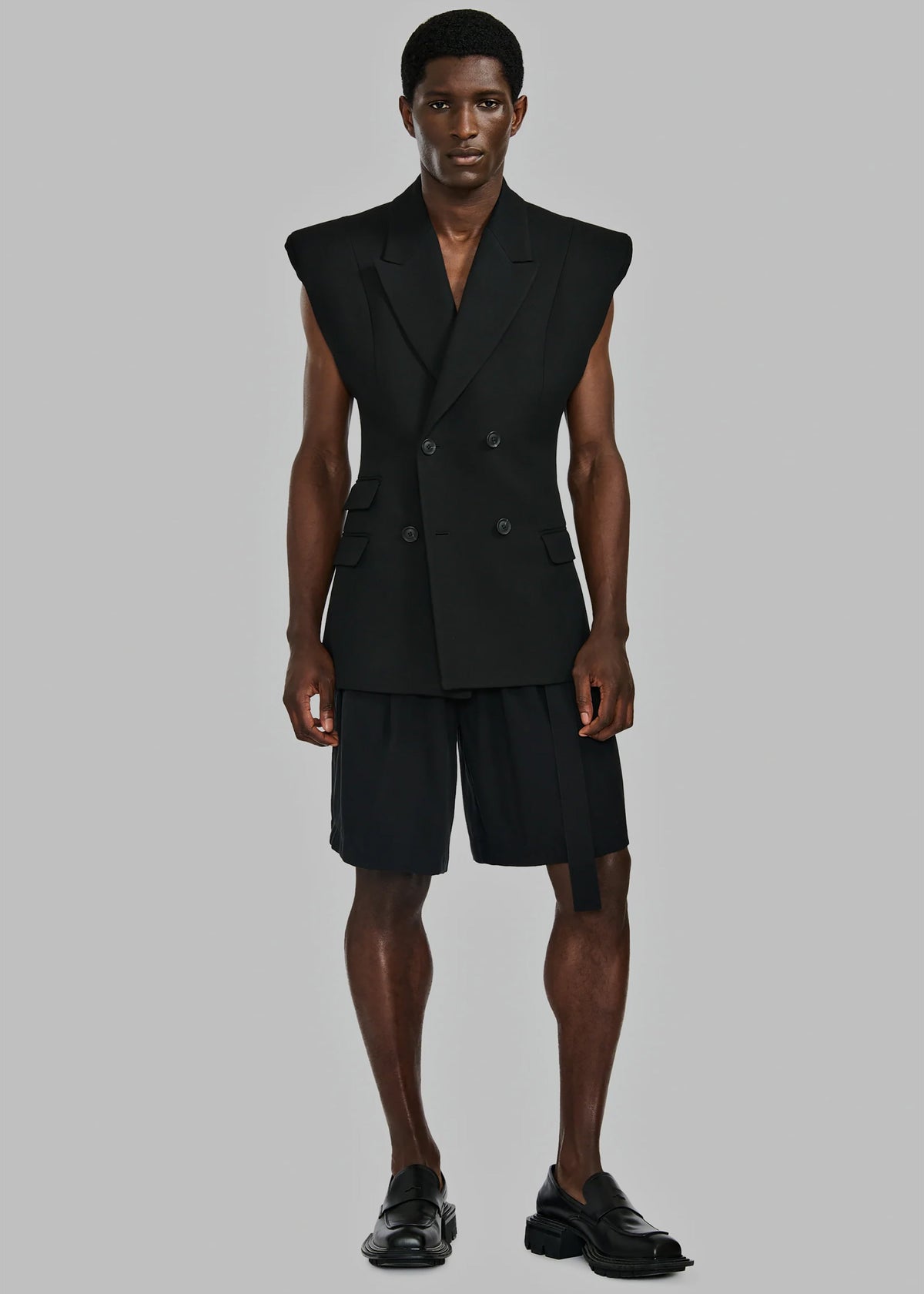 Louis Gabriel Nouchi Double Breasted Sleeveless Jacket - Black - 3