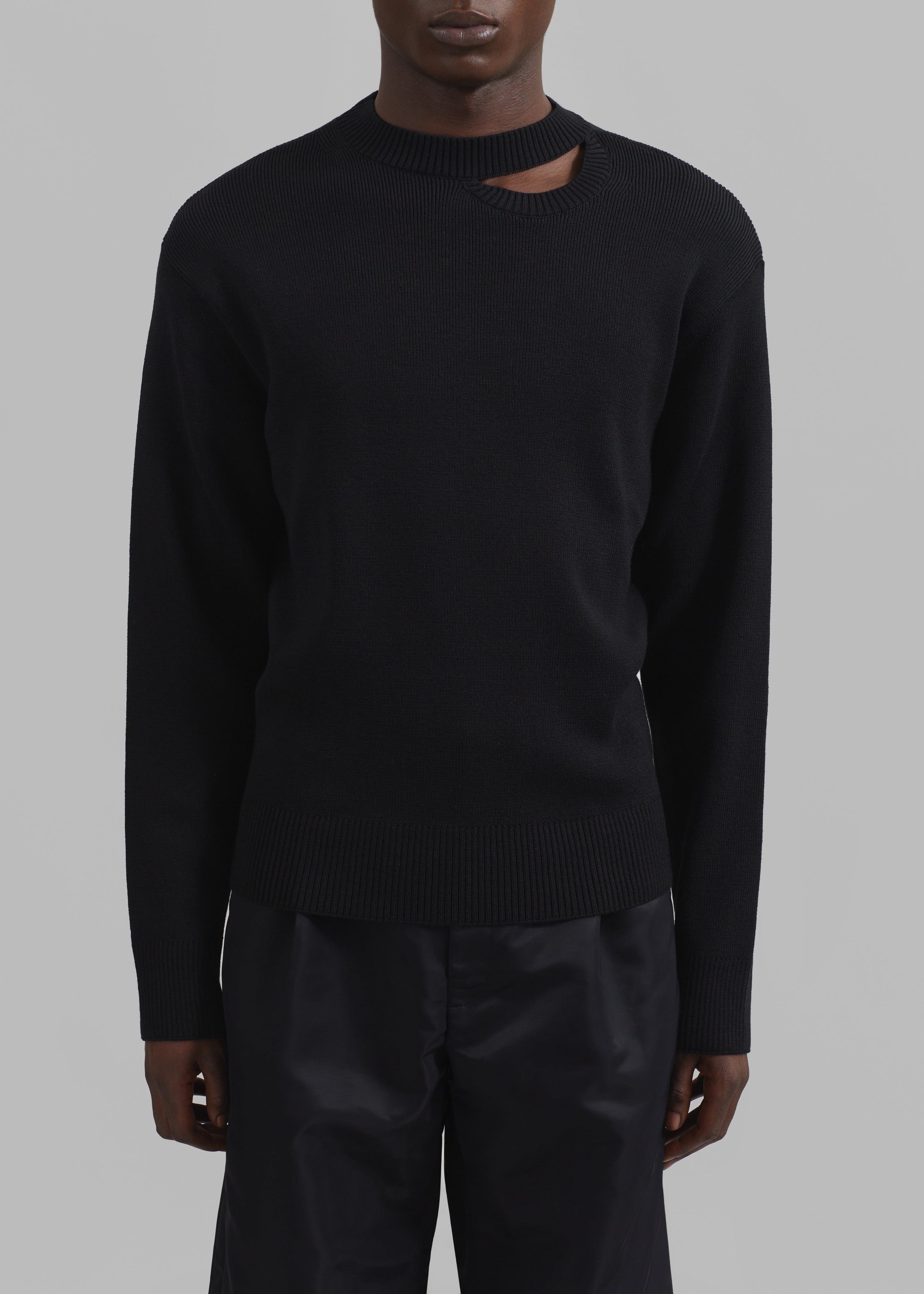 Louis Gabriel Nouchi Wool Jumper With Signature Opening - Black - 4