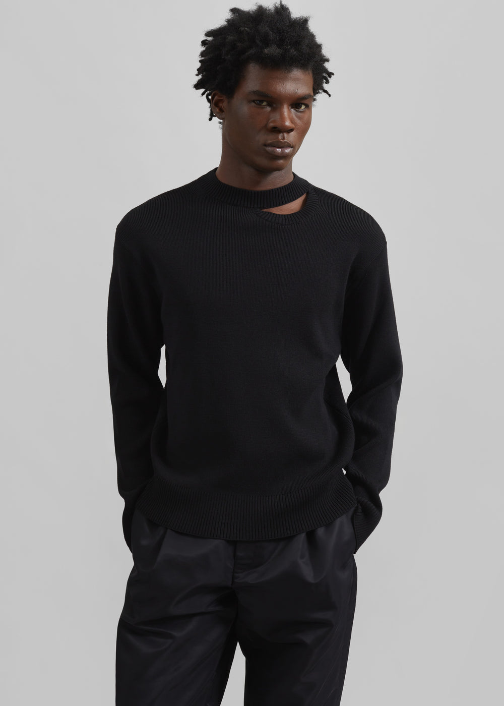 Louis Gabriel Nouchi Wool Jumper With Signature Opening - Black