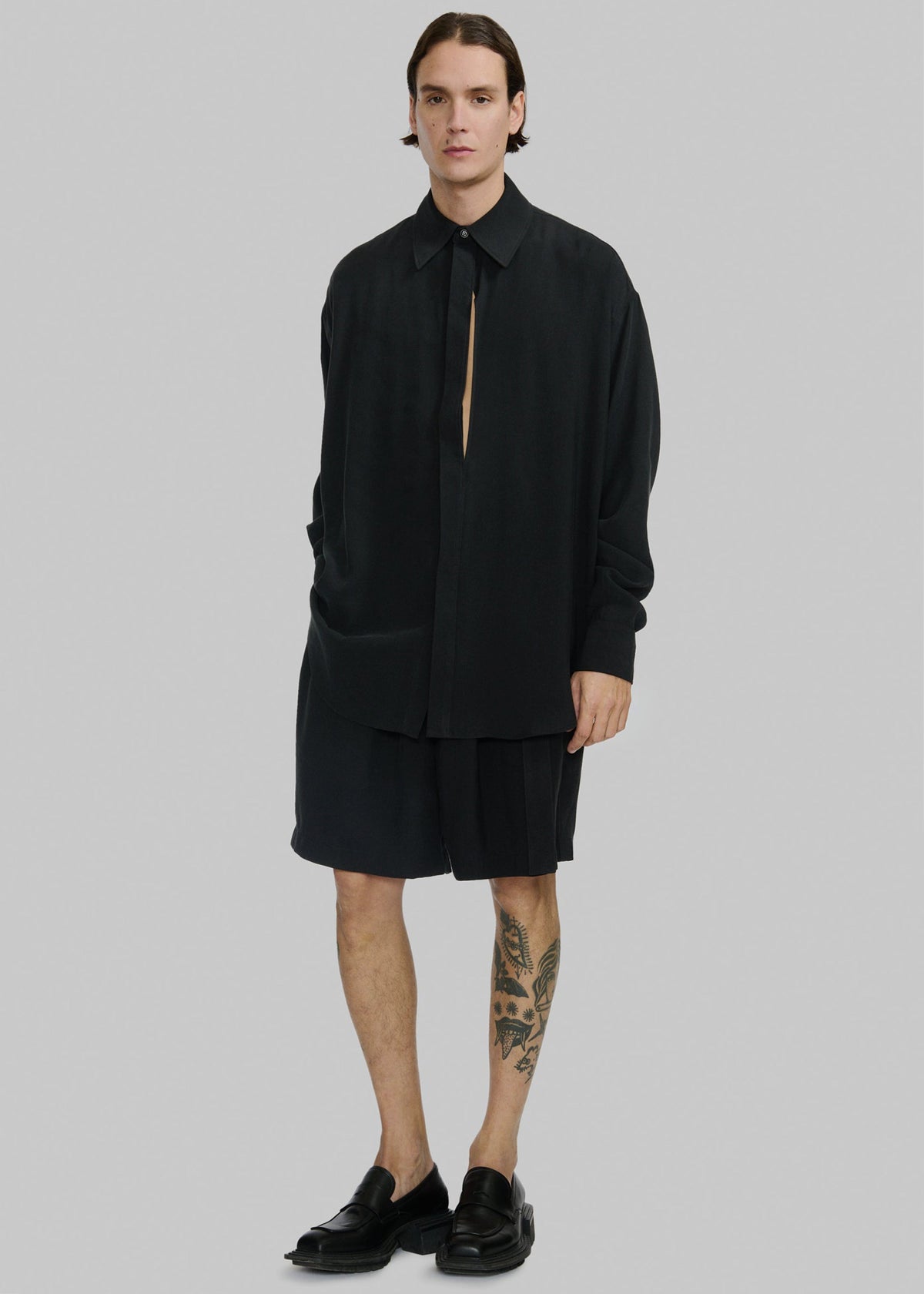 Louis Gabriel Nouchi Long Shirt With Signature Opening - Black - 2