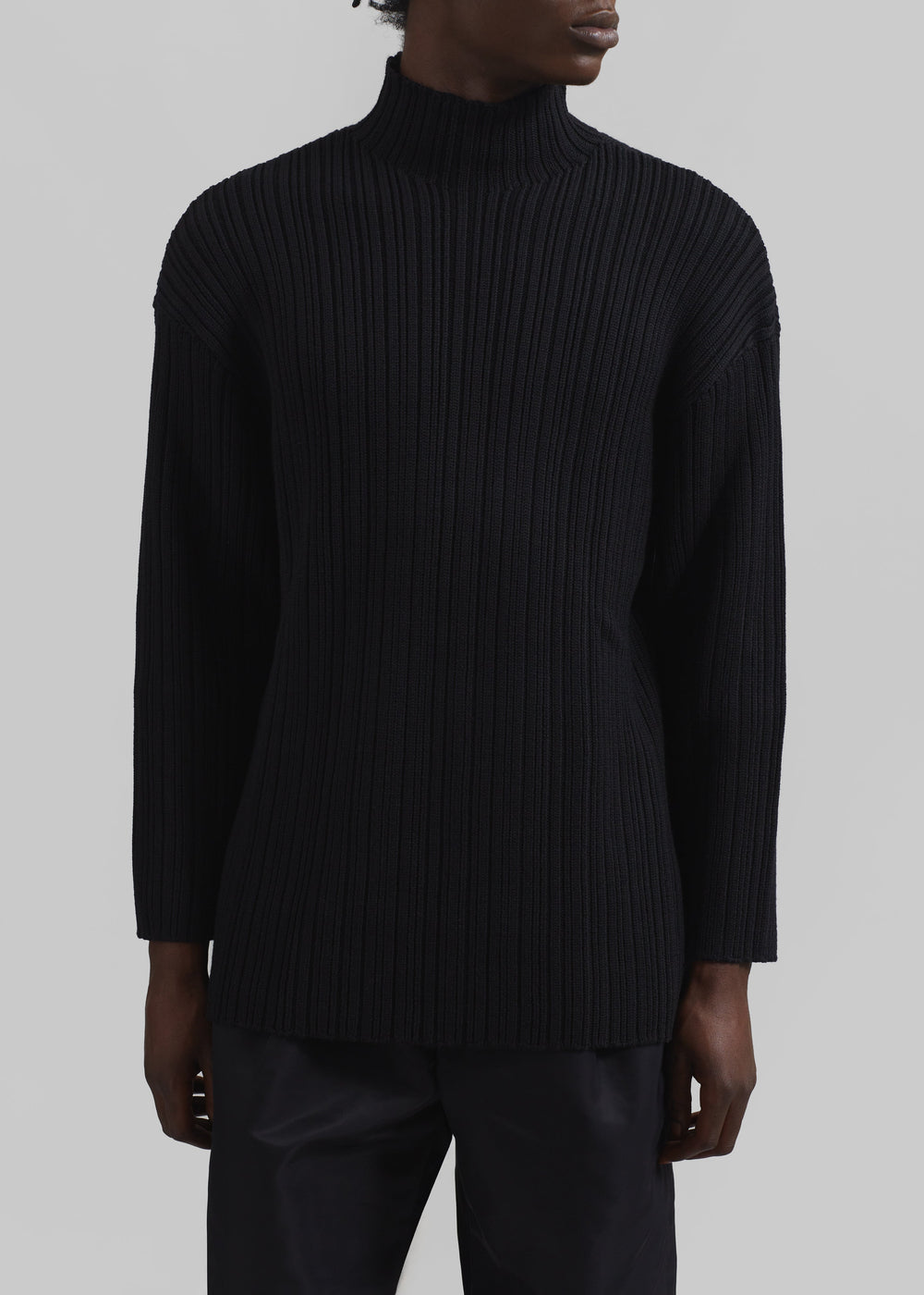 Louis Gabriel Nouchi Mockneck Rib Sweater - Black - 1