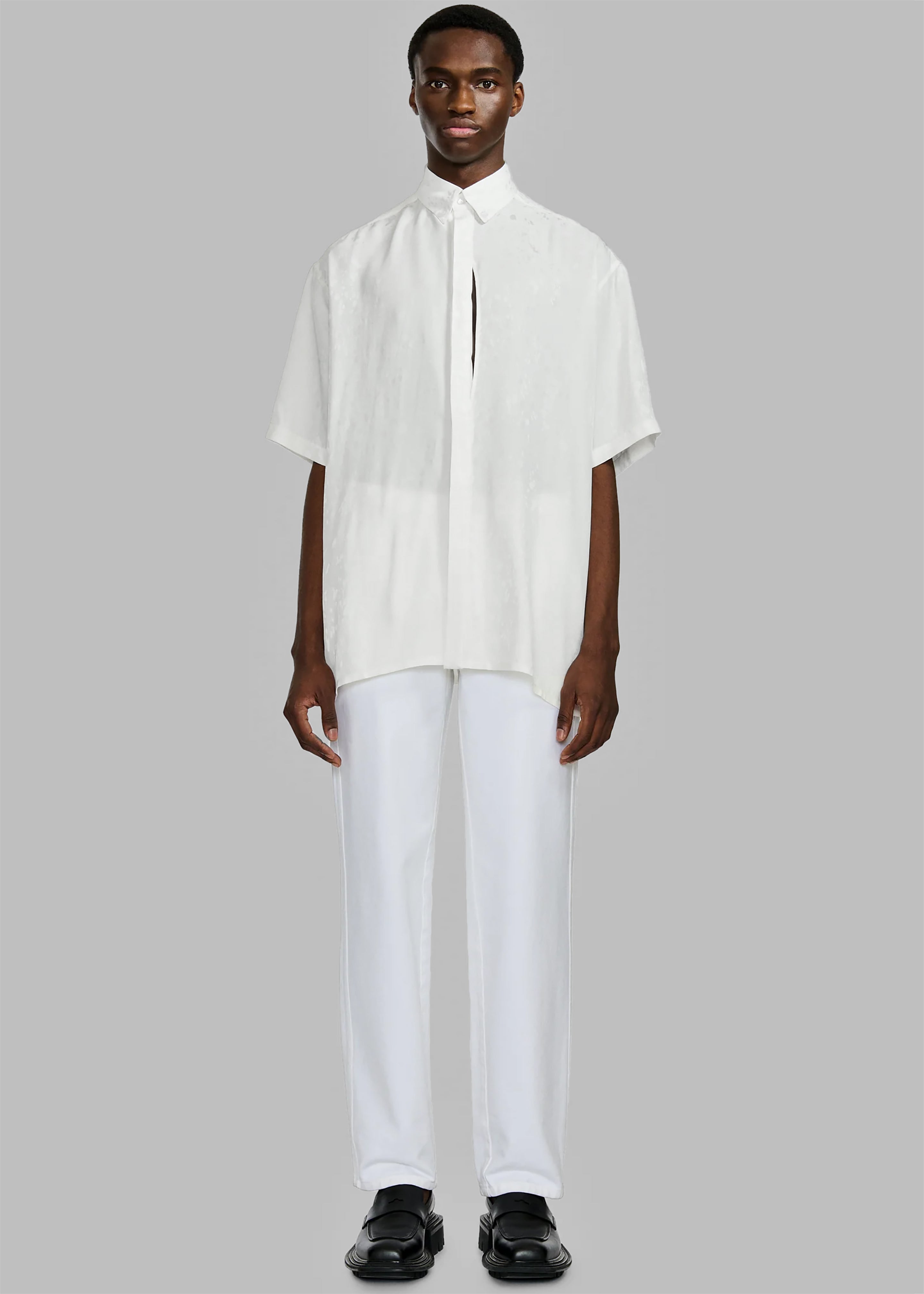 Louis Gabriel Nouchi Short Sleeves Shirt With Side Slits - White - 7