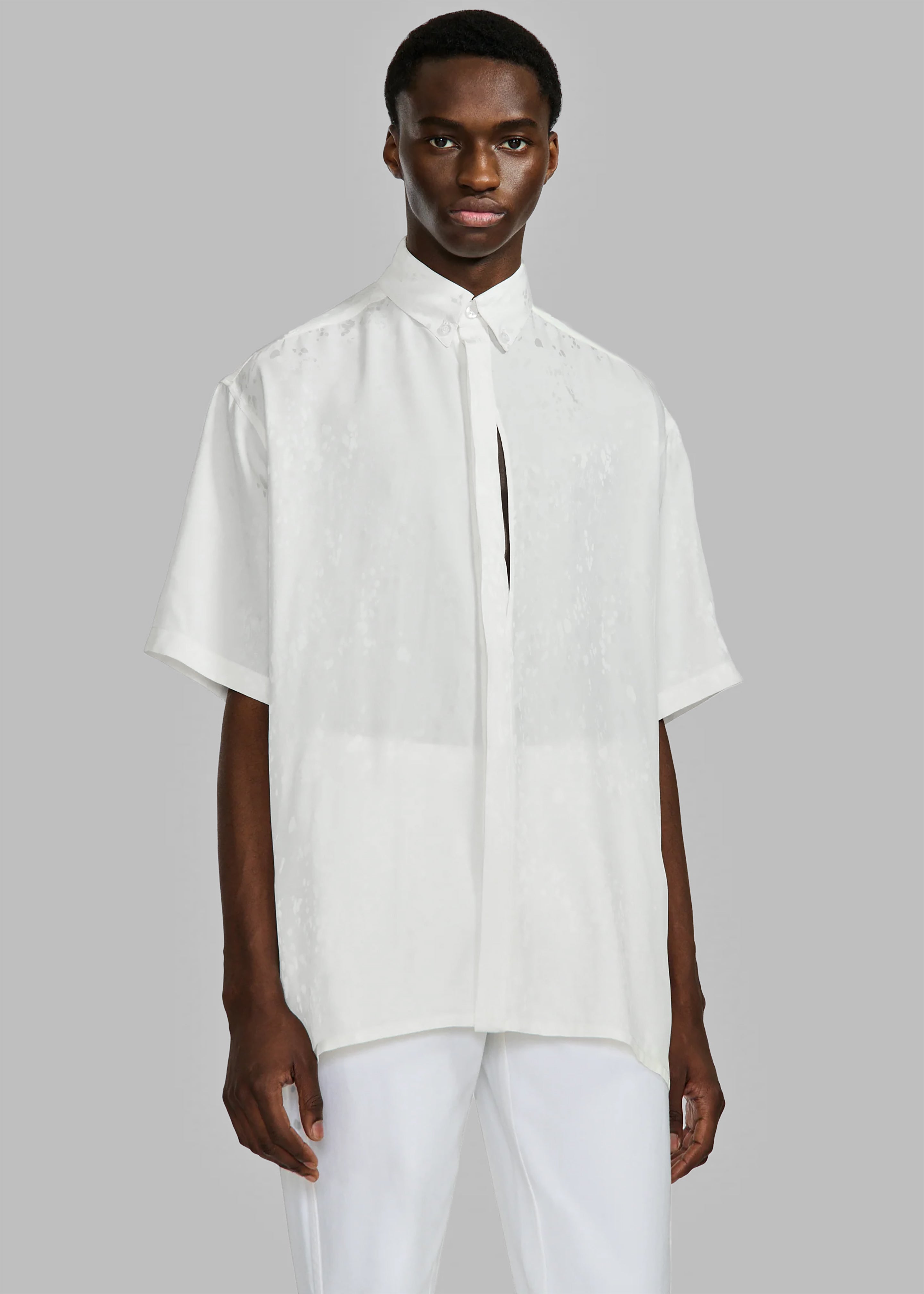 Louis Gabriel Nouchi Short Sleeves Shirt With Side Slits - White - 6