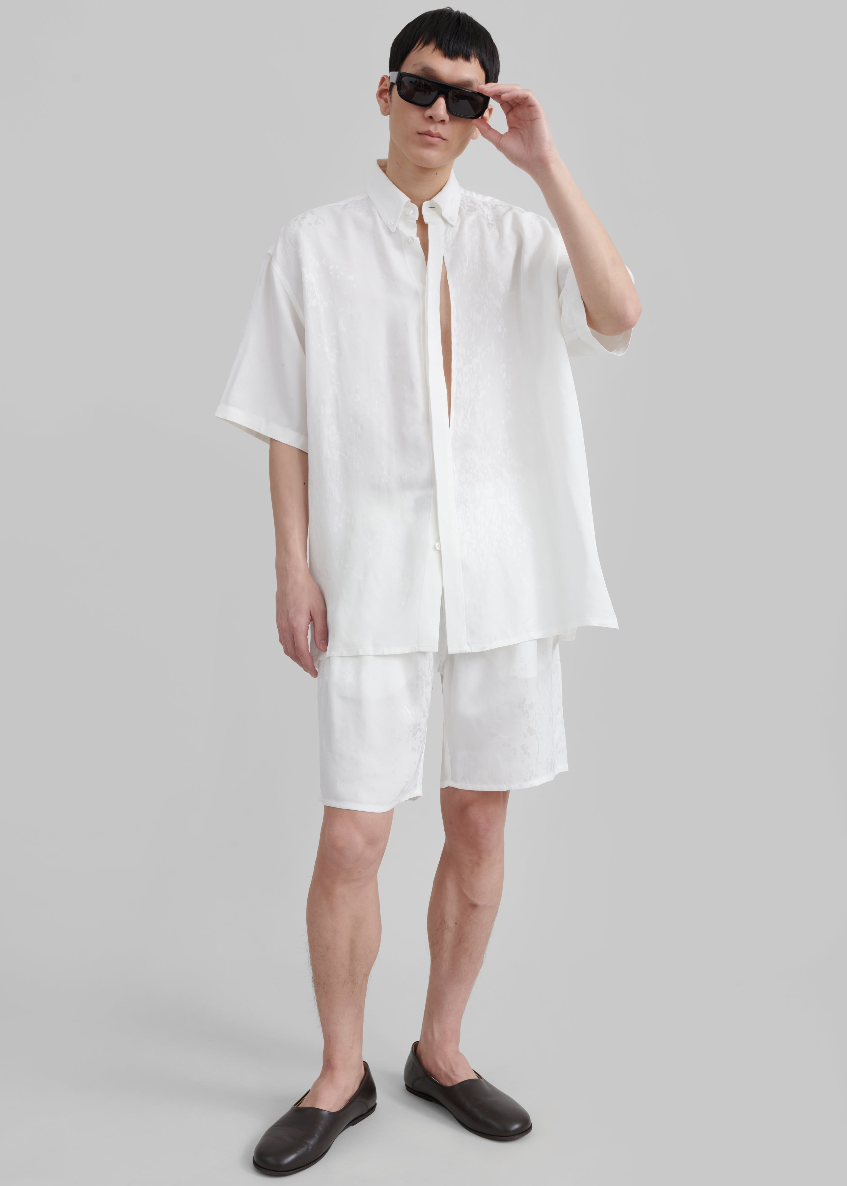 Louis Gabriel Nouchi Short Sleeves Shirt With Side Slits - White - 3