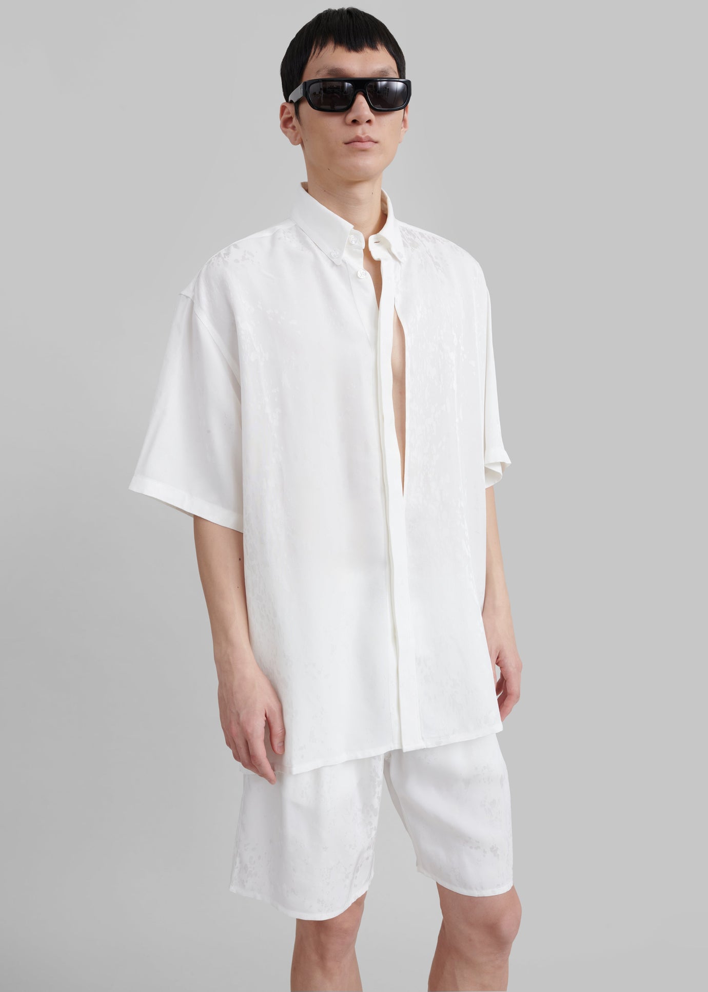 Louis Gabriel Nouchi Short Sleeves Shirt With Side Slits - White
