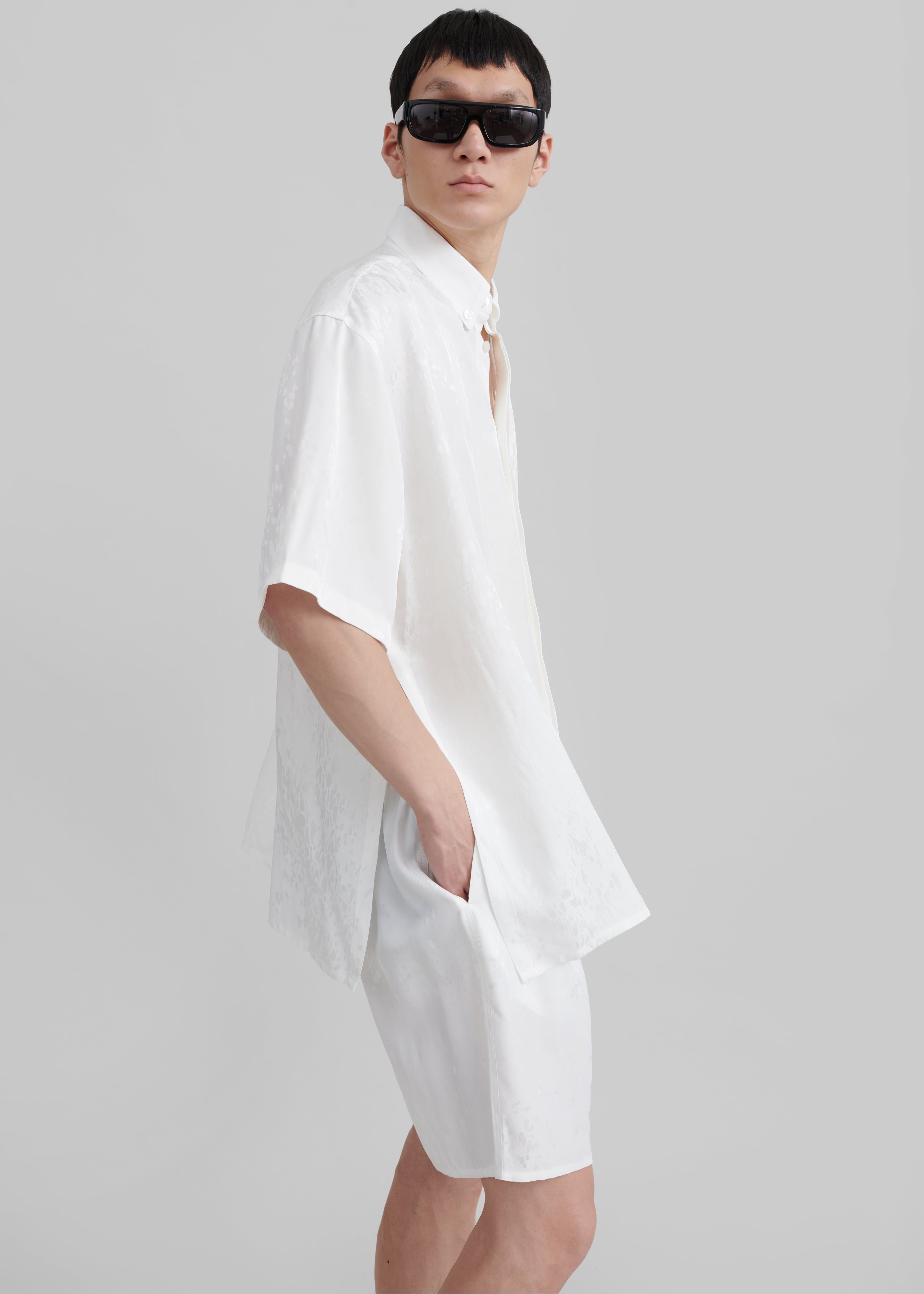 Louis Gabriel Nouchi Short Sleeves Shirt With Side Slits - White - 5