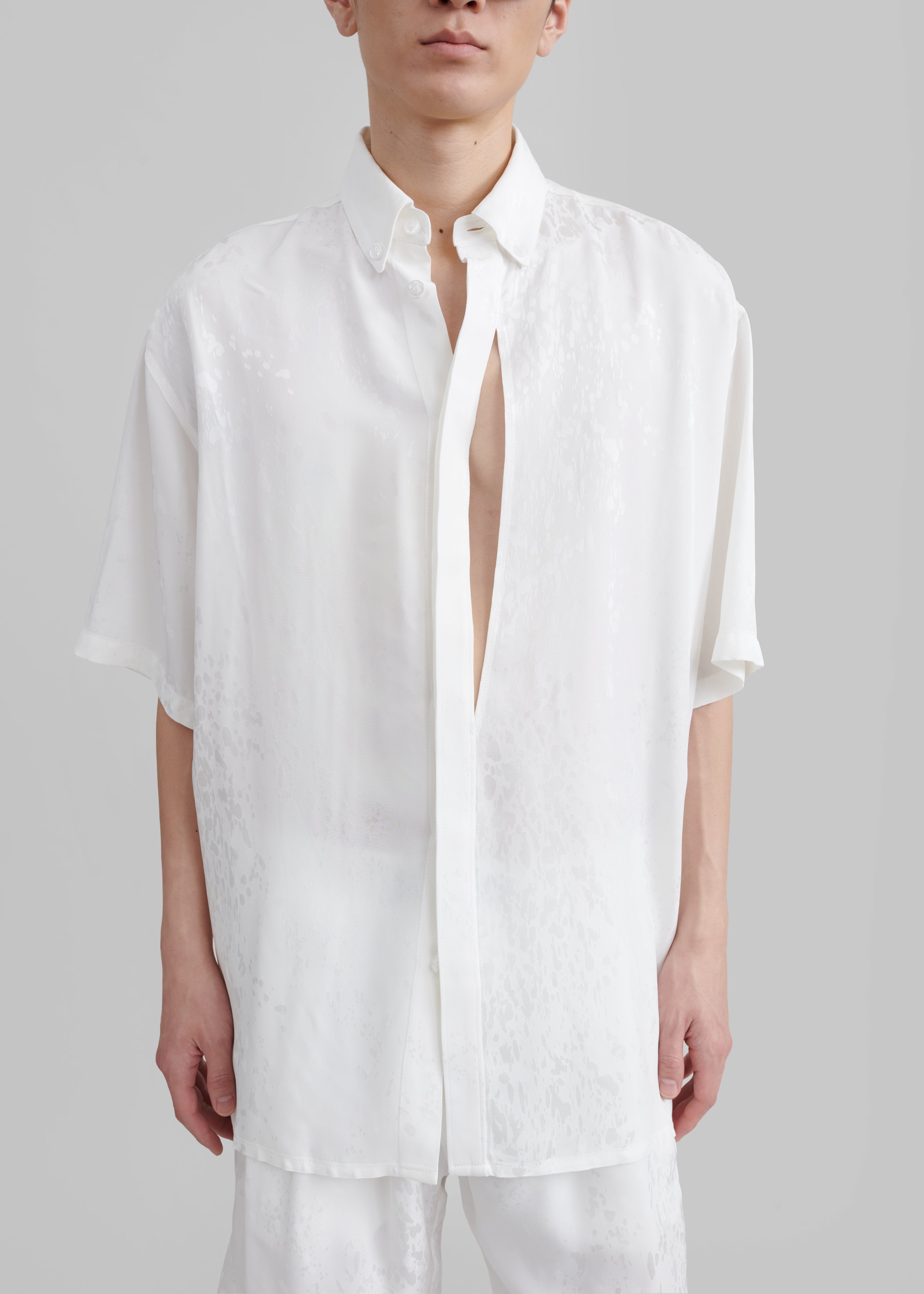 Louis Gabriel Nouchi Short Sleeves Shirt With Side Slits - White - 4