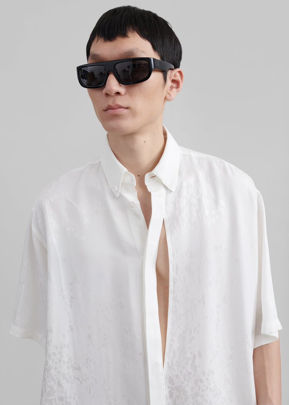 Louis Gabriel Nouchi Short Sleeves Shirt With Side Slits - White - 1