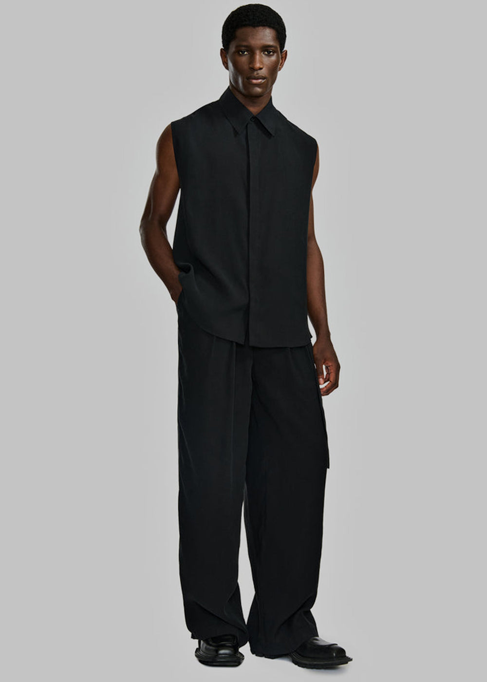 Louis Gabriel Nouchi Sleeveless Shirt With Back Twist - Black - 1