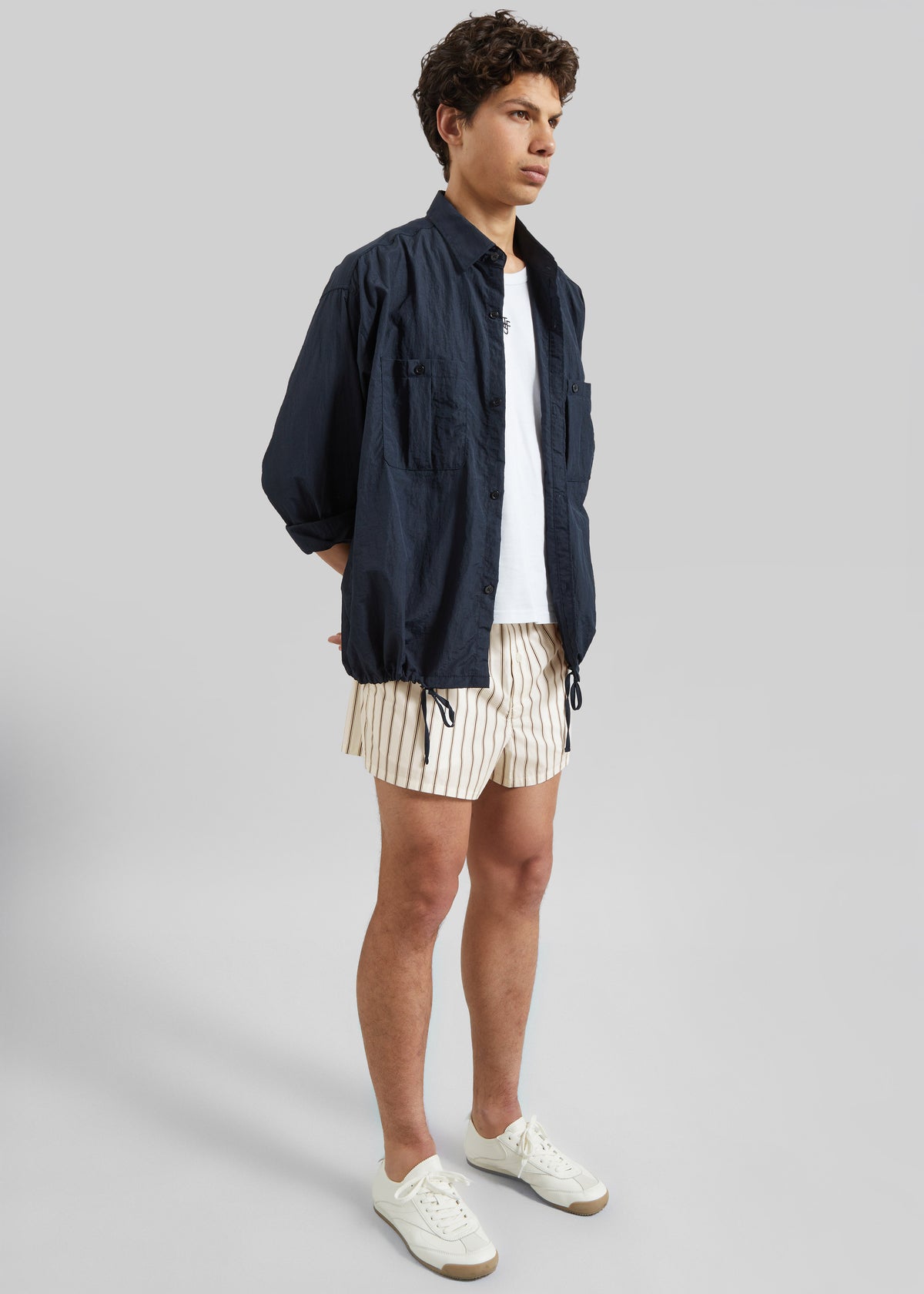 Louis Gabriel Nouchi Striped Cotton Shorts - Desert Pinstripes - 4